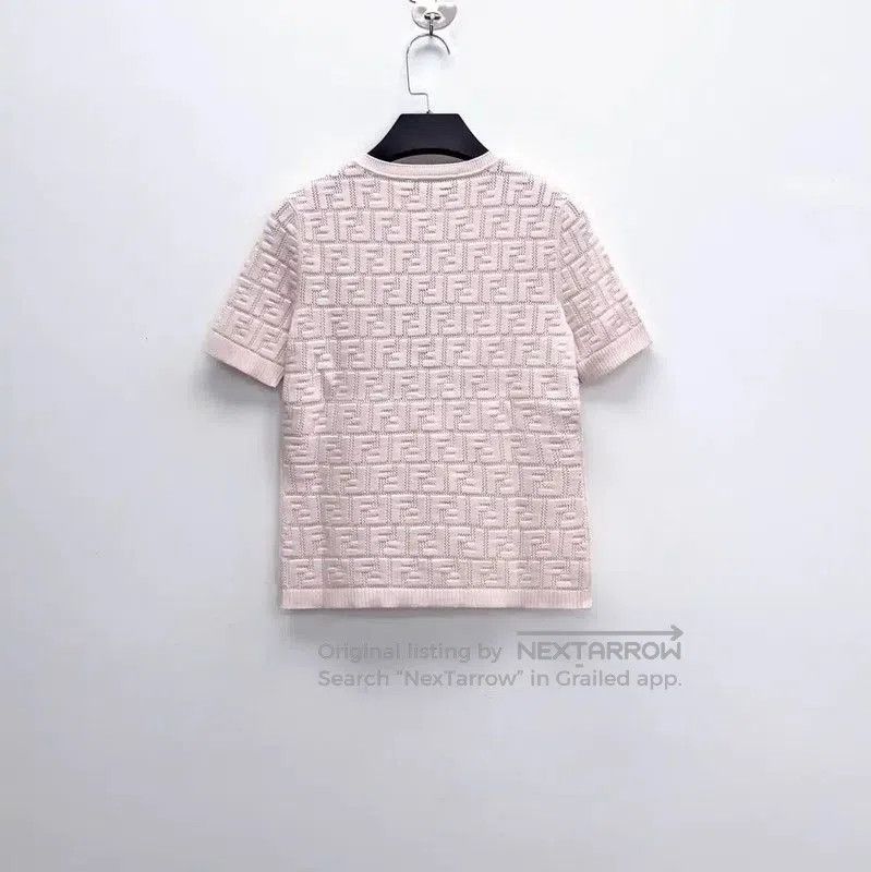 Fendi Fendi Pink Cotton Blend Logo T-Shirt for Women . Size L / US 10 / IT 46 - 2 Thumbnail