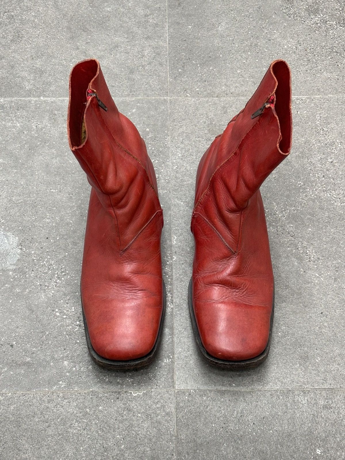 Maison Margiela Maison Martin Margiela | Artisanal Blood Red Square-Toe Boot Size US 10 / EU 43 - 4 Thumbnail