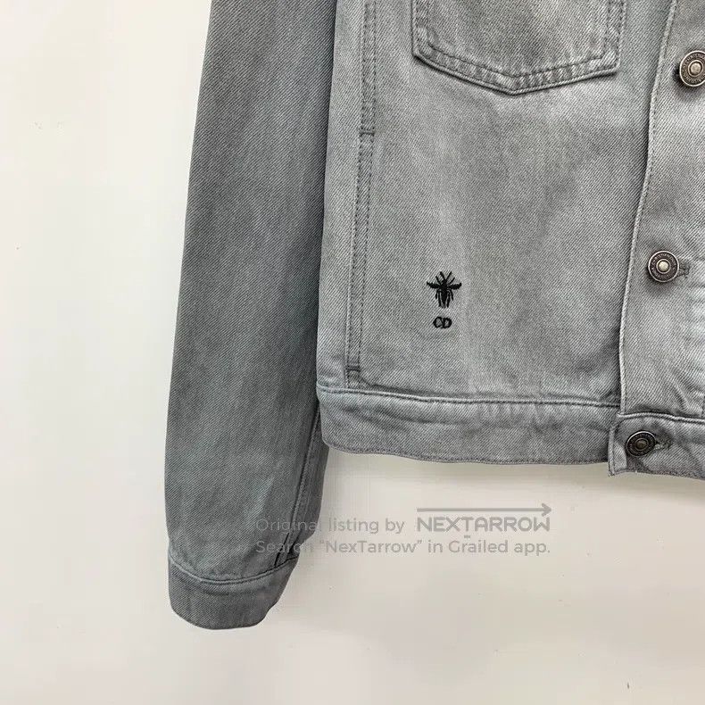 Dior Dior Gray washed old bee embroidery cotton lapel single-br Size XS / US 0-2 / IT 36-38 - 4 Thumbnail