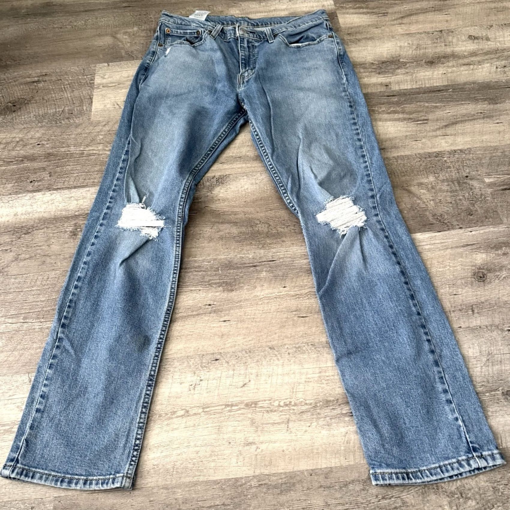 Levi's Levi’s 511 Slim Fit Jeans Mens 33x32 Blue Stretch Distressed Denim Size US 33 - 2 Thumbnail