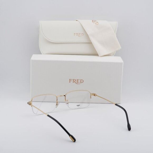 FRED Fred FG50007U 030 Eyeglasses Gold 56mm Rectangle Frame Size ONE SIZE - 9 Thumbnail