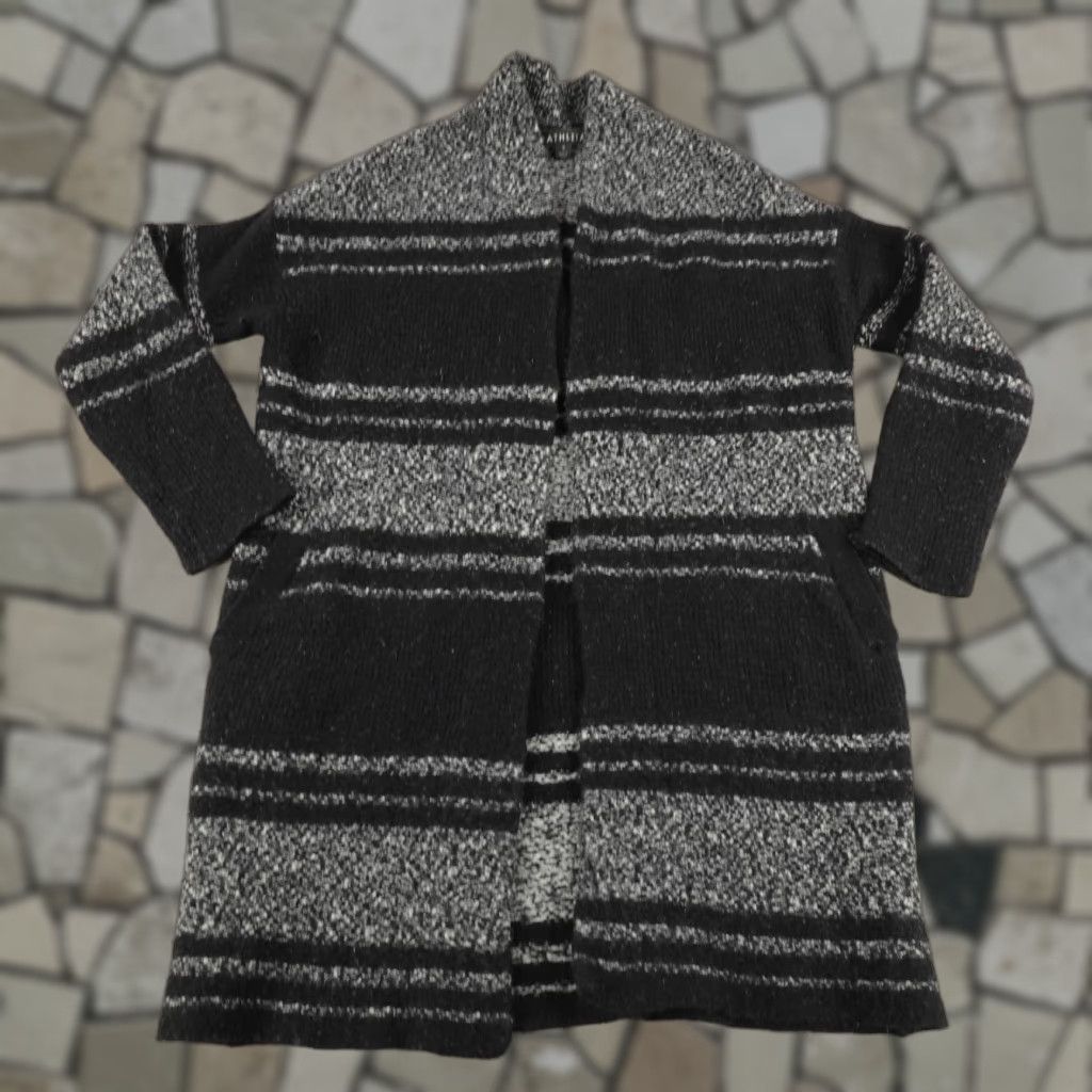 Athleta VINTAGE Athleta Sweater Cardigan Women Small Black White Stripes Open Front Wool Cashmere Knit 90s Mens? Size S / US 4 / IT 40 - 1 Thumbnail