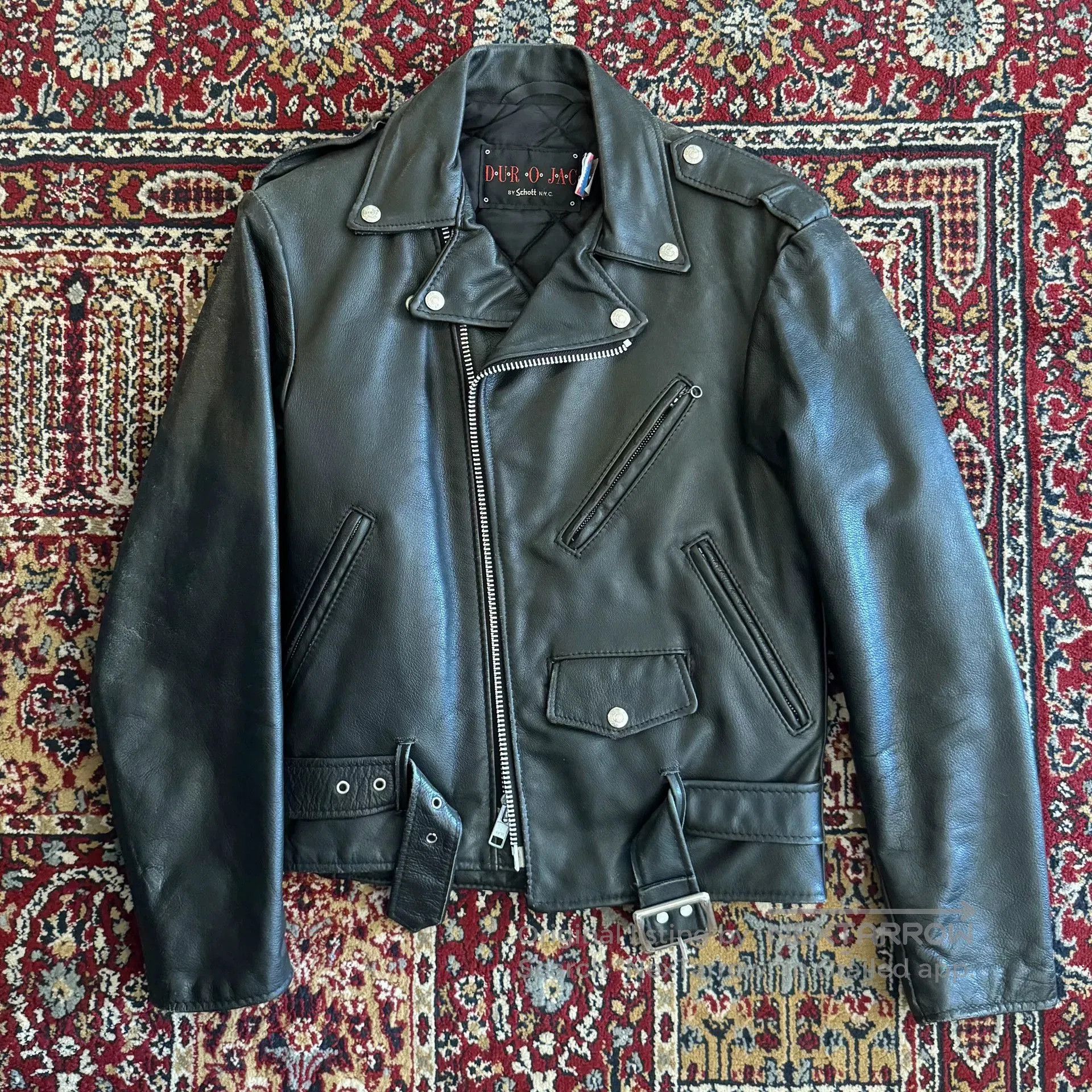 Schott Schott American Vintage Diagonal Zip Leather Jacket. Size US S / EU 44-46 / 1 - 1 Thumbnail