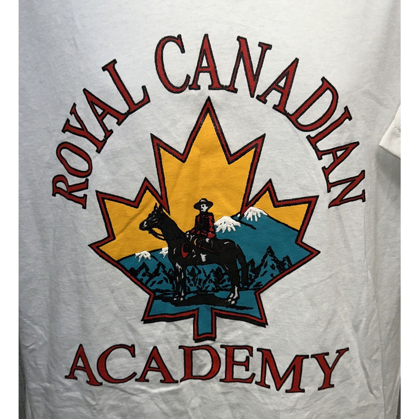 Vintage Discus Athletic Mens White ROYAL CANADIAN ACADEMY Graphic T-Shirt Sz XL USA MADE Size US XL / EU 56 / 4 - 2 Thumbnail