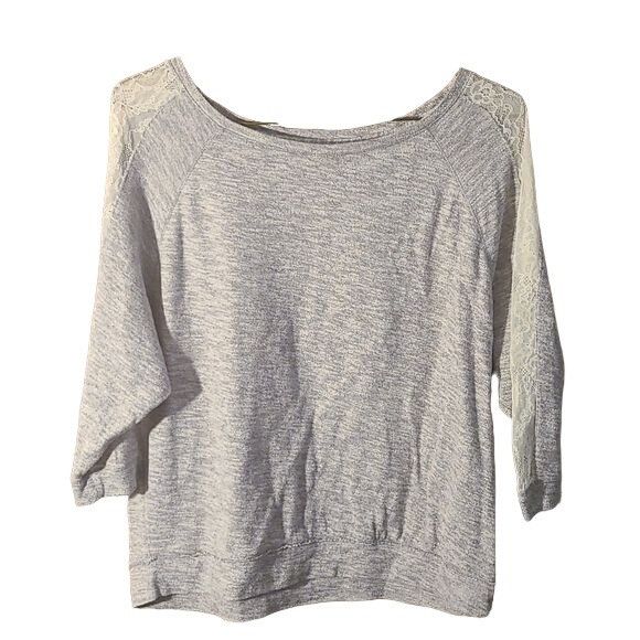 Other Aerie Large Gray Lace Pullover Sweatshirt