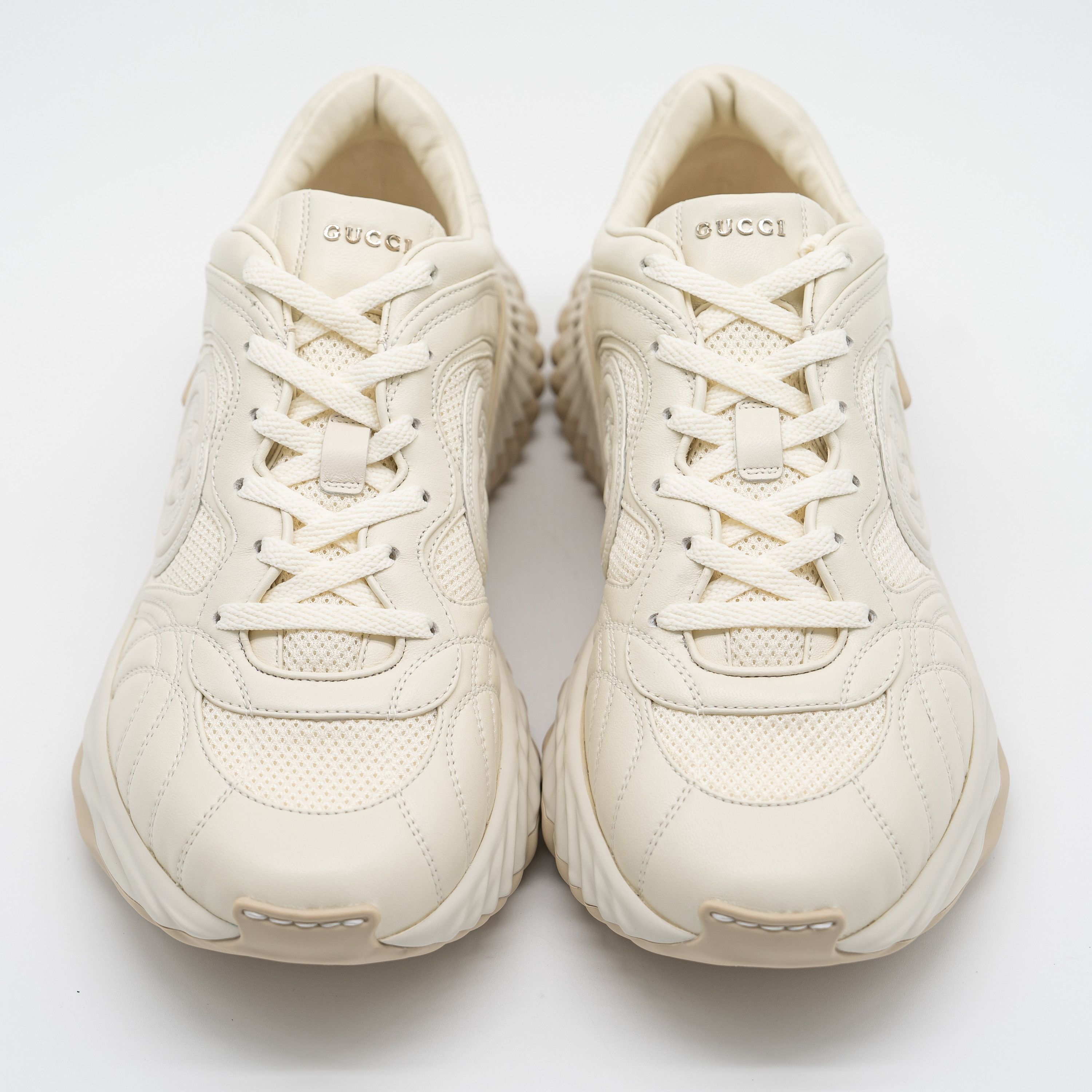 Gucci 10us Gucci Ripple Sneakers Off White GG Leather Interlocking Size US 10 / EU 43 - 3 Thumbnail