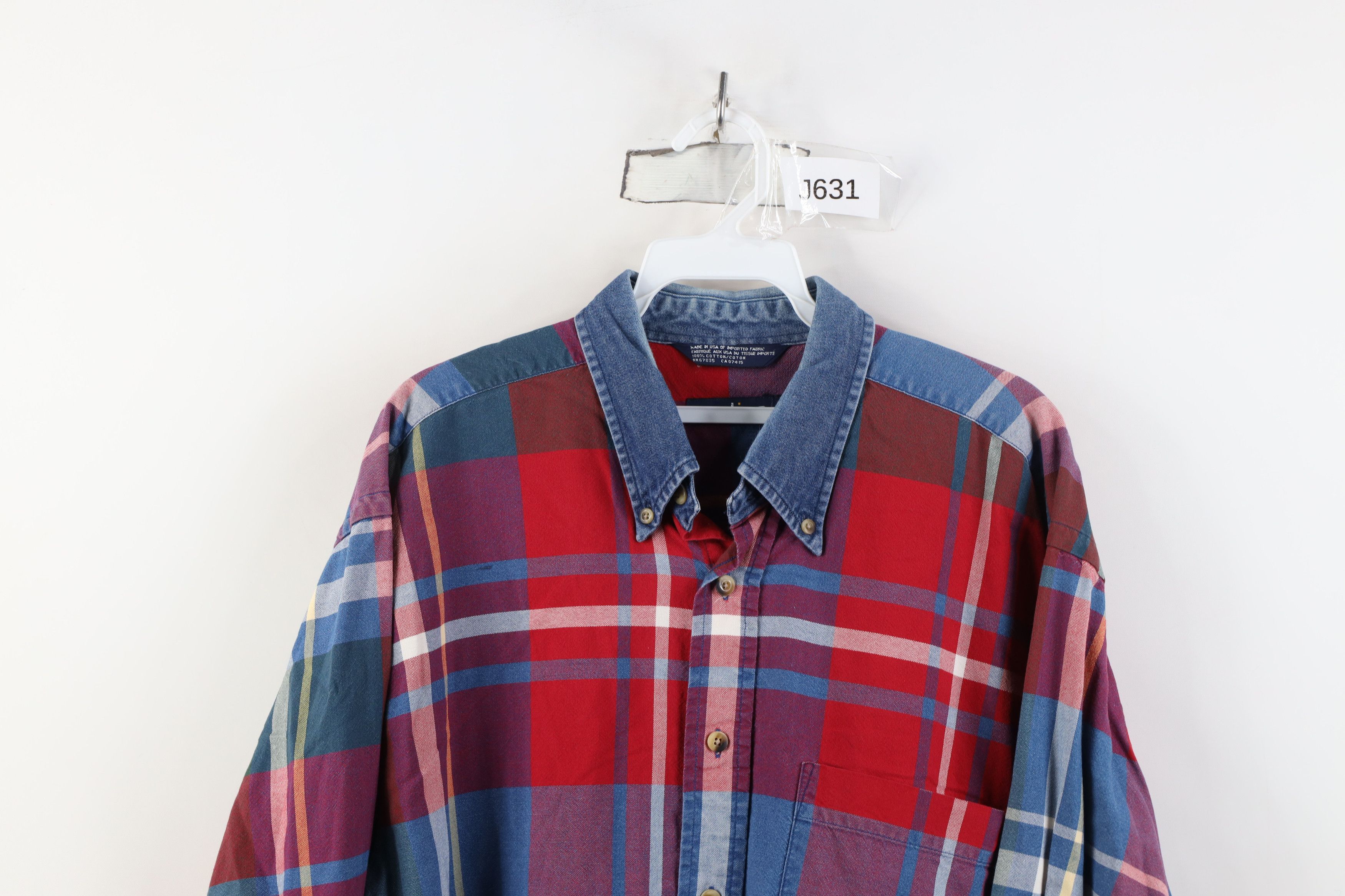 Nautica Vintage 90s Nautica Collar Button Down Shirt Plaid Cotton Size US L / EU 52-54 / 3 - 2 Thumbnail