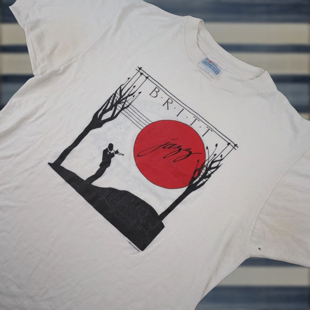 VINTAGE Britt Jazz x Henry Weinhards Private Reserve Beer Graphic T Shirt Men L White Shirt