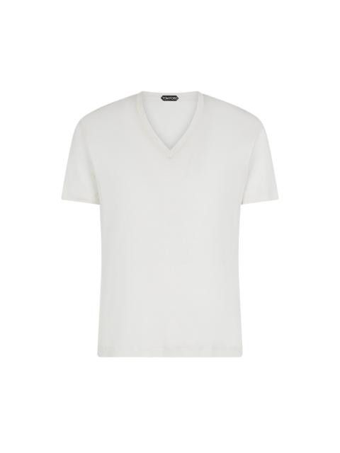 Tom Ford o1w1db10125 JVS001 V-Neck T-Shirt in White Size US L / EU 52-54 / 3 - 1 Thumbnail