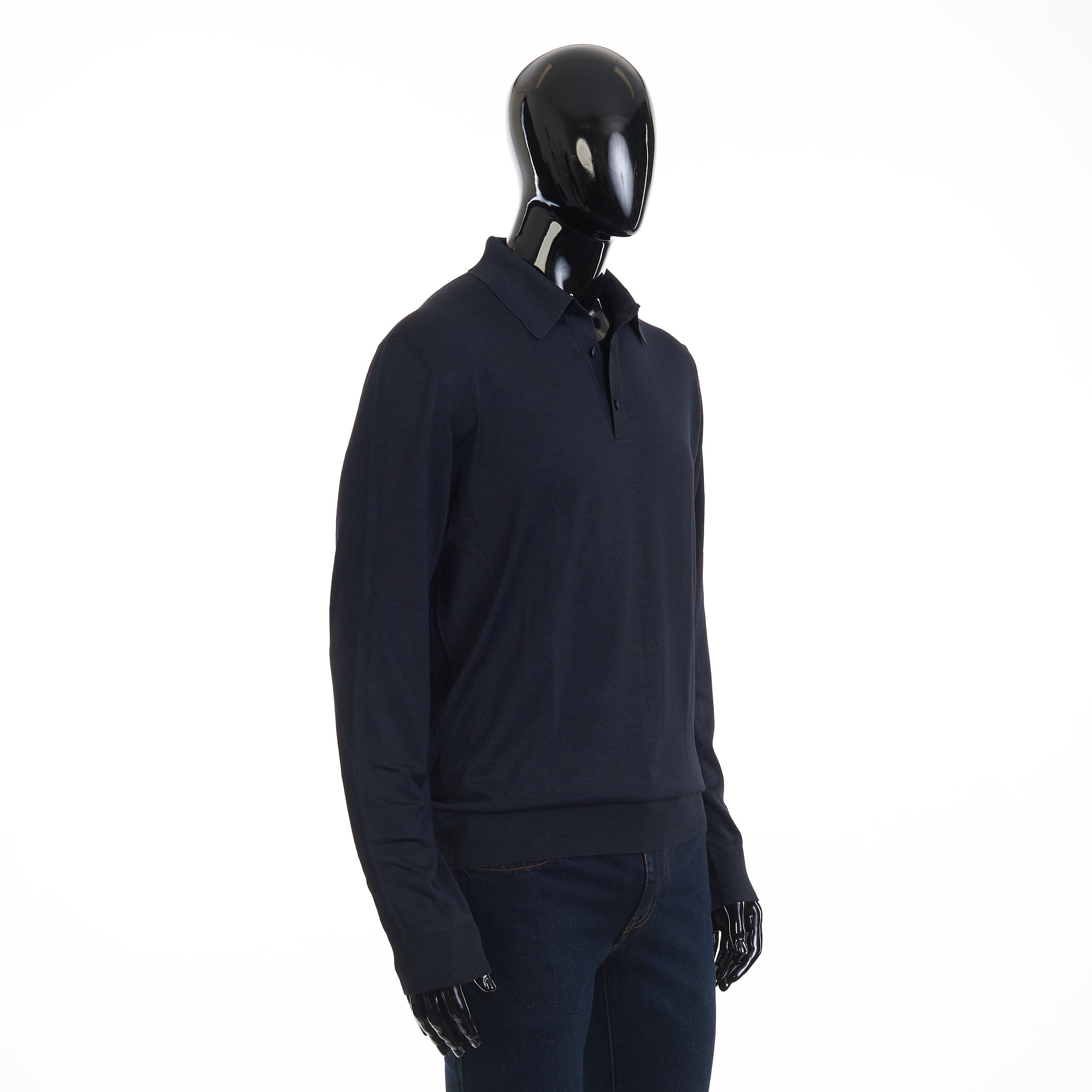 Navy Blue Longsleeve Polo Shirt - 3btn, Eagle Head Accessory