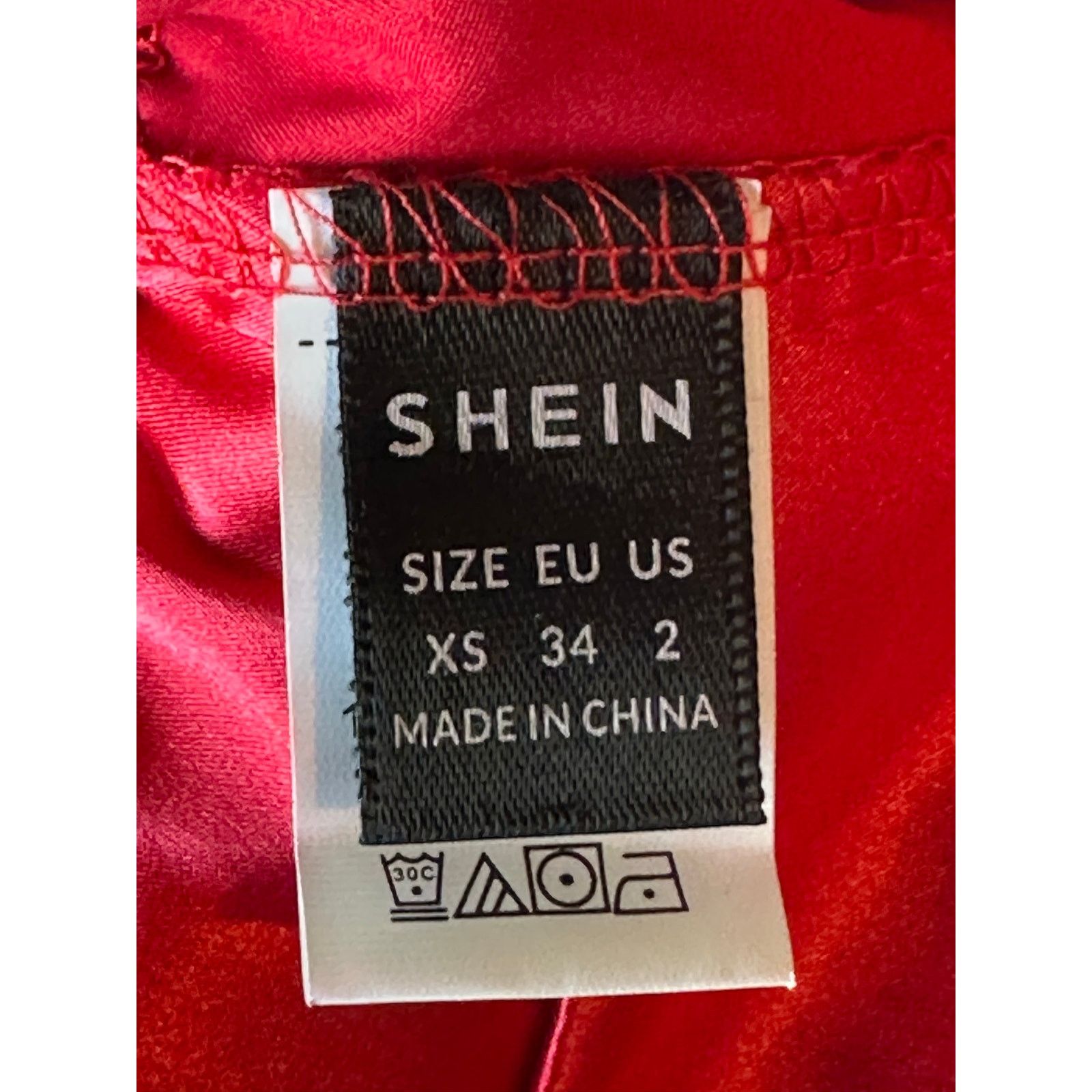 Shein Shein Red Calvaya One Shoulder Tie Side Satin Top size XS Size XS / US 0-2 / IT 36-38 - 3 Thumbnail