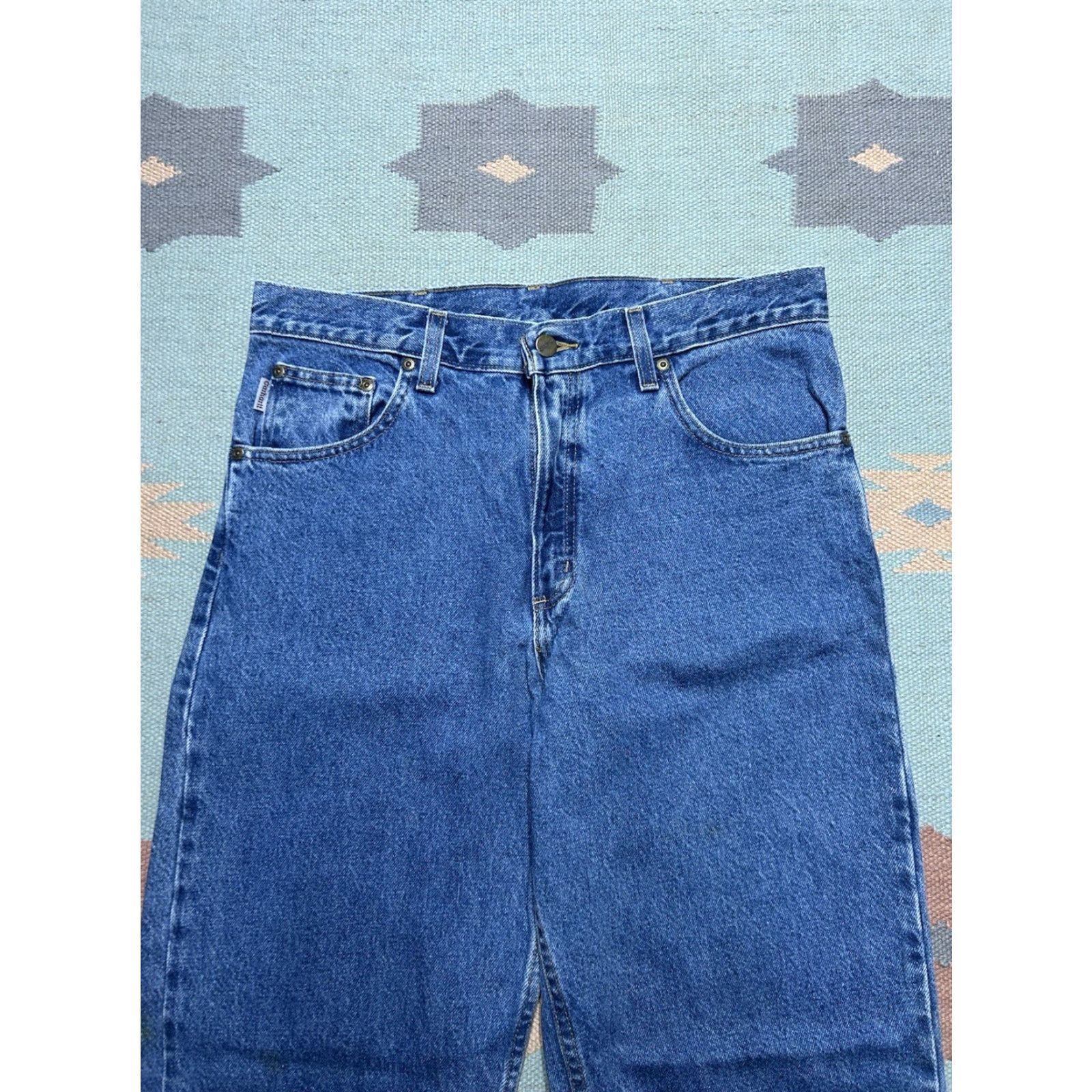 Carhartt VINTAGE Carhartt Jeans Denim Relaxed Fit 33x32 Dark Blue Workwear 90s Mens Jeans B17 DST Size US 33 - 3 Thumbnail