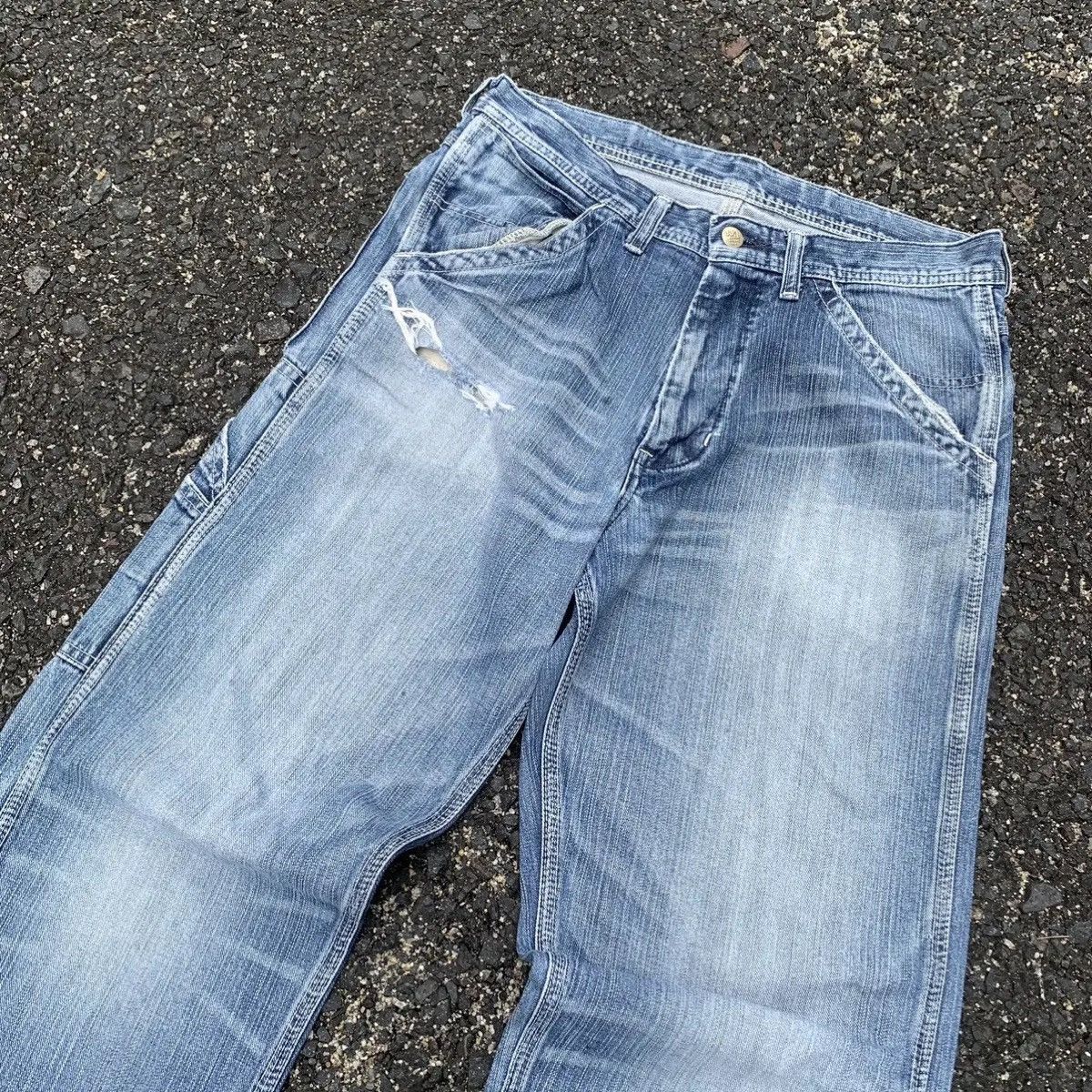 Lee Union Made By Lee Jeans Distressed Baggy WORKWEAR Denim Pant Size US 31 - 6 Thumbnail