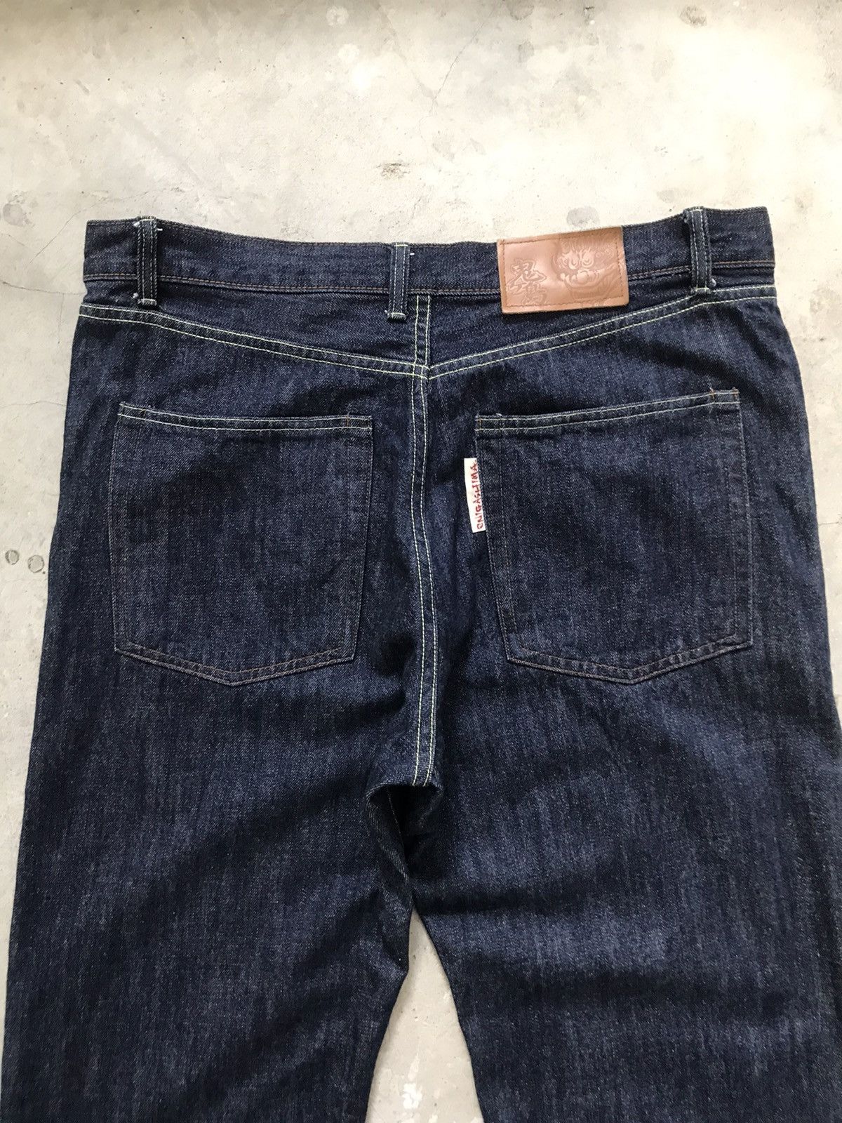 Japanese Brand ONIGASHIMA Raiijin Painted Blue Denim Jeans Size US 36 / EU 52 - 13 Thumbnail