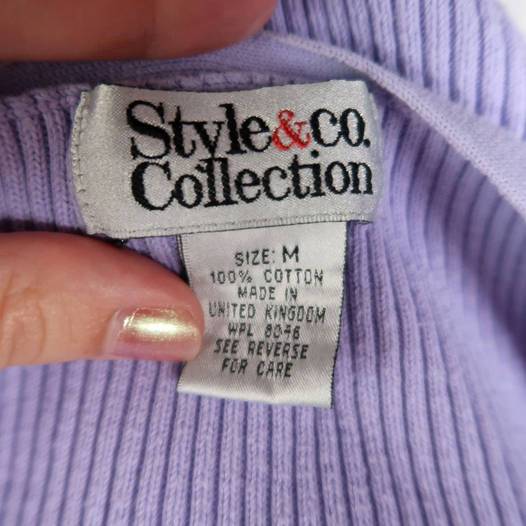 Vintage VINTAGE Style&co Cardigan Sweater Adult M Purple 90s Cotton Womens Size M / US 6-8 / IT 42-44 - 4 Thumbnail