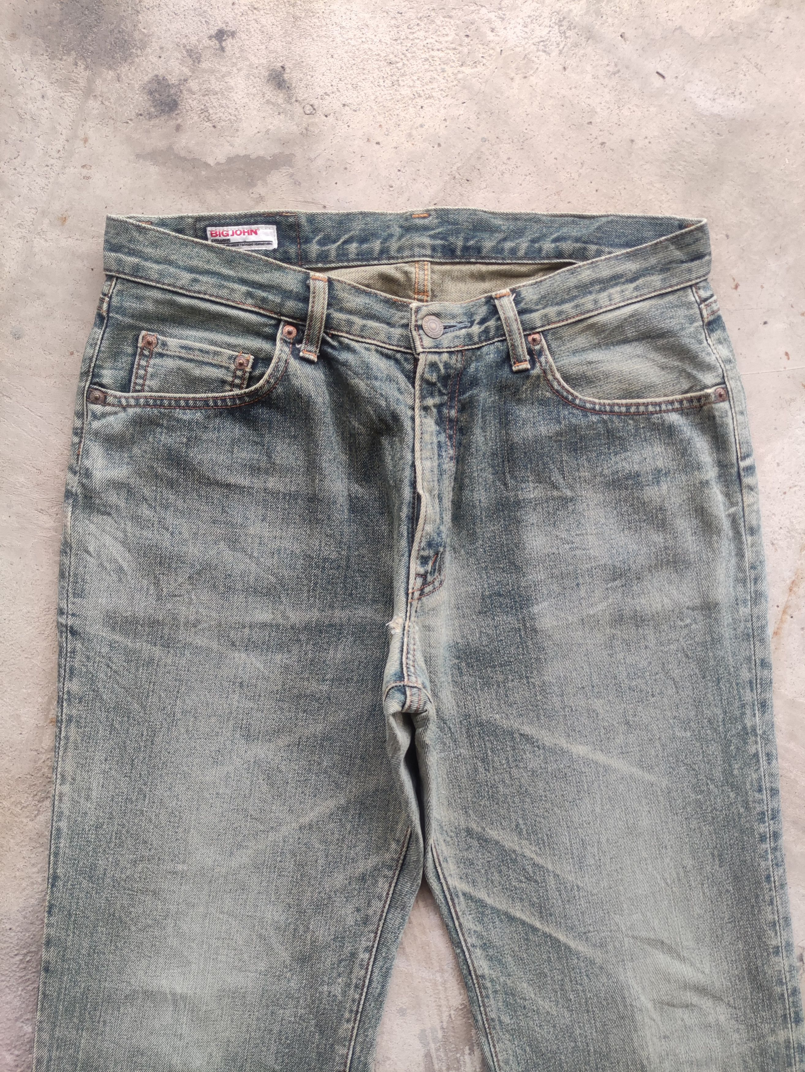 Big John Vintage Big John Japan Jean Distressed Faded Denim Size US 35 - 3 Thumbnail