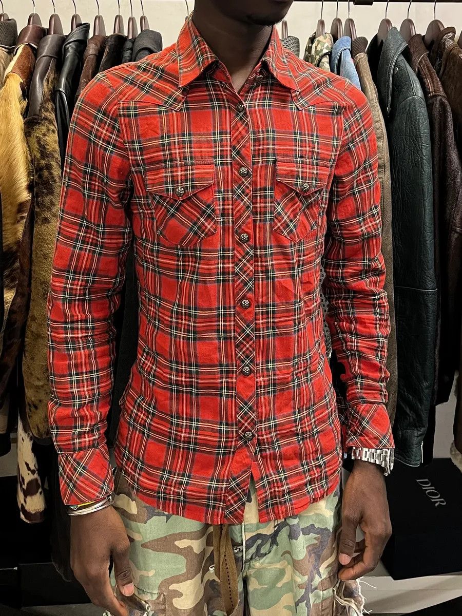 Chrome Hearts Chrome Hearts Flanel Red Checkered Cross Leather Patchs Shirt Size US S / EU 44-46 / 1 - 2 Thumbnail