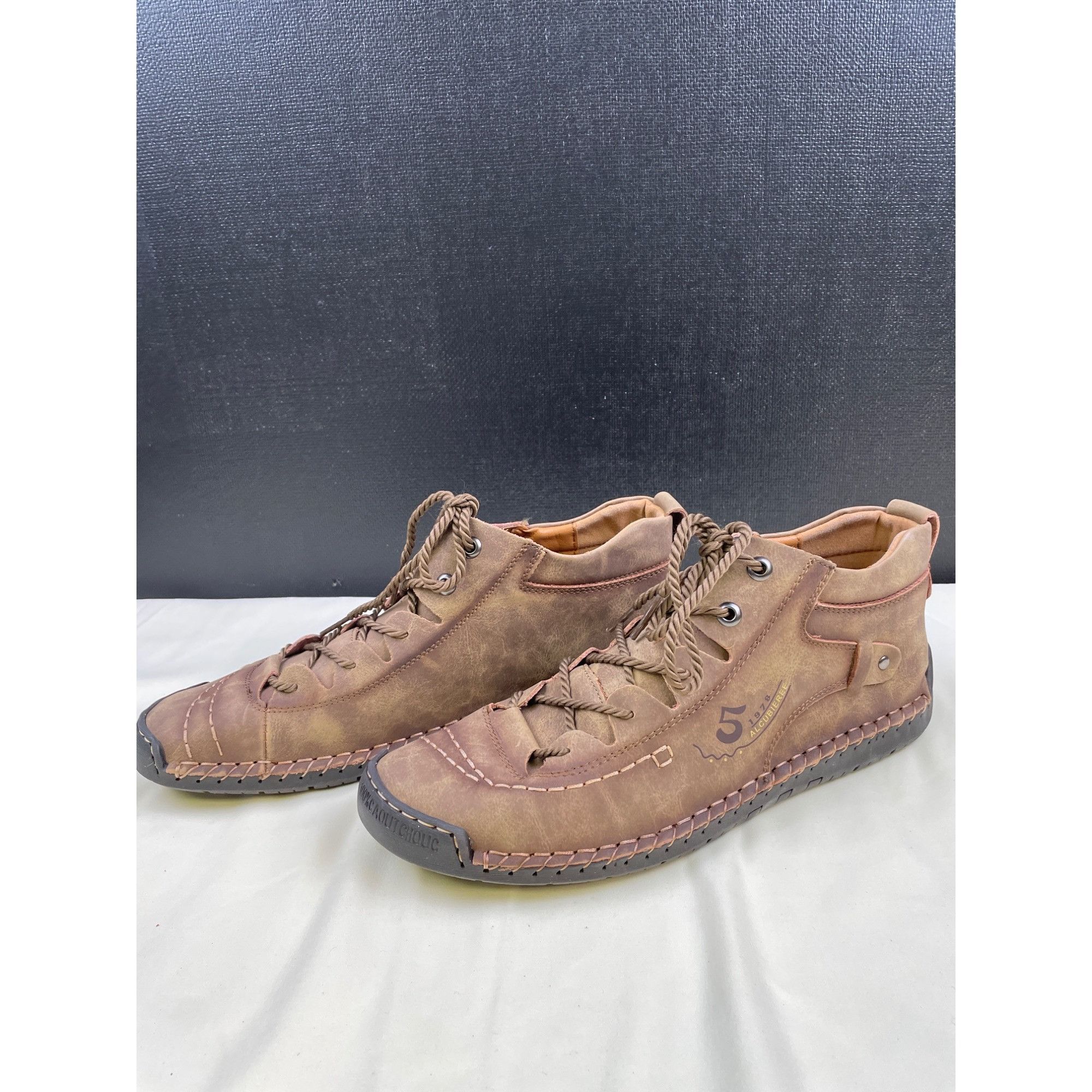 Other Alcubieree Men's Tan Leather Casual Shoes Lace up Ankle Size Size US 11.5 / EU 44-45 - 2 Thumbnail