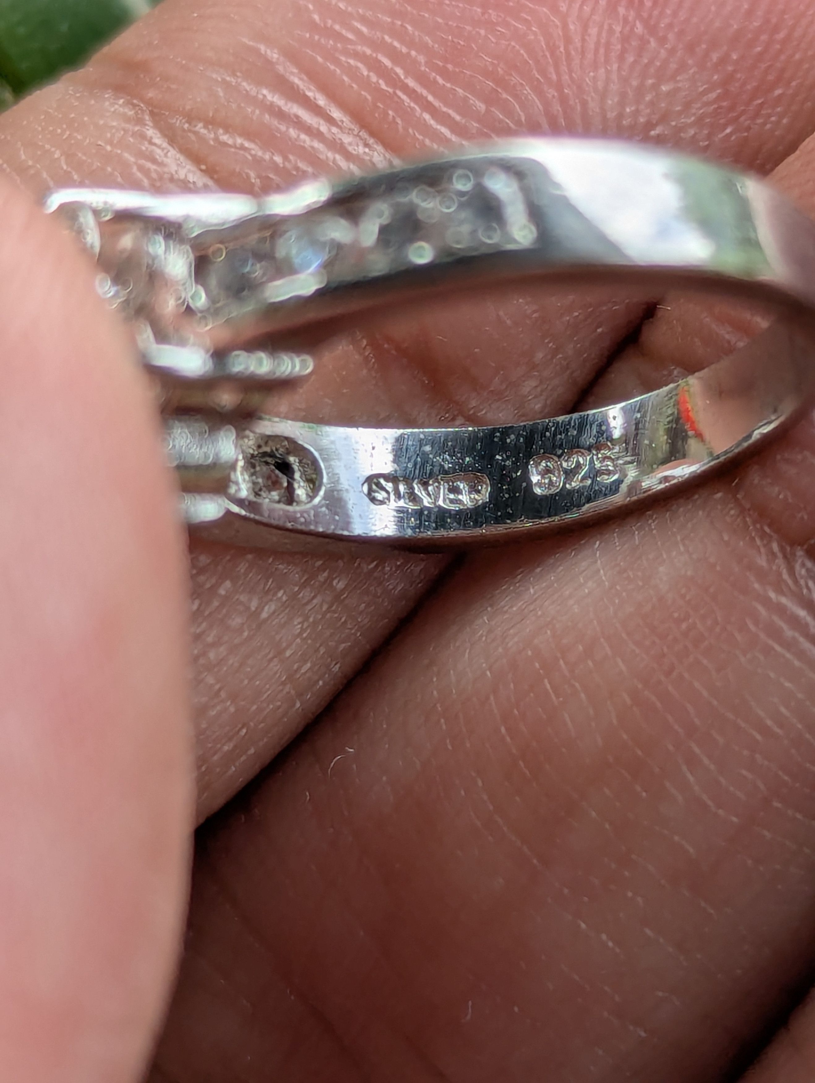 Jewelry 925 Sterling Silver Ring with White Diamond Size ONE SIZE - 4 Thumbnail