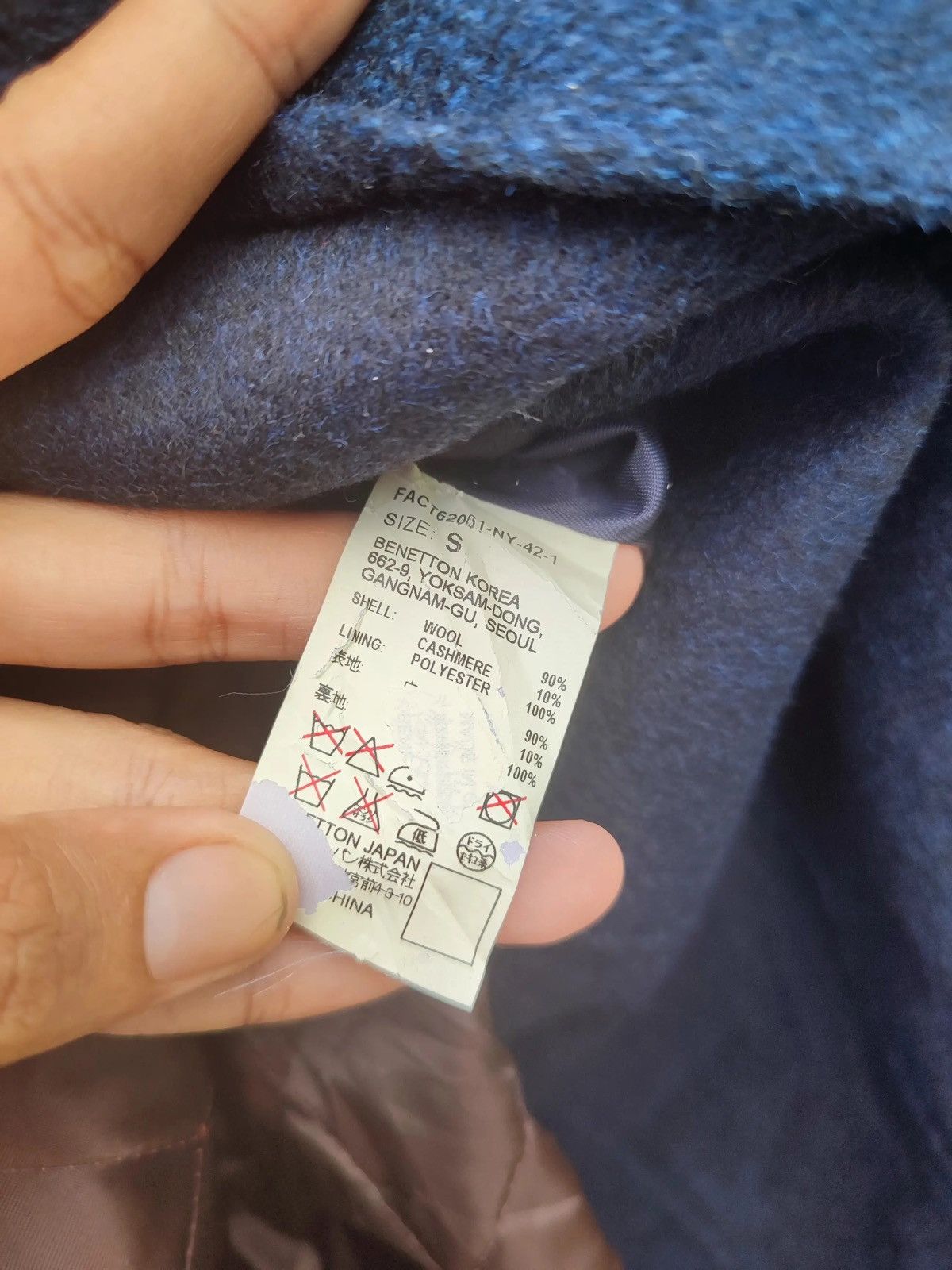 Benetton × Designer Stile Benetton Wool Blend Coat – Minimalist Boxy Navy Jacket Size US S / EU 44-46 / 1 - 8 Thumbnail