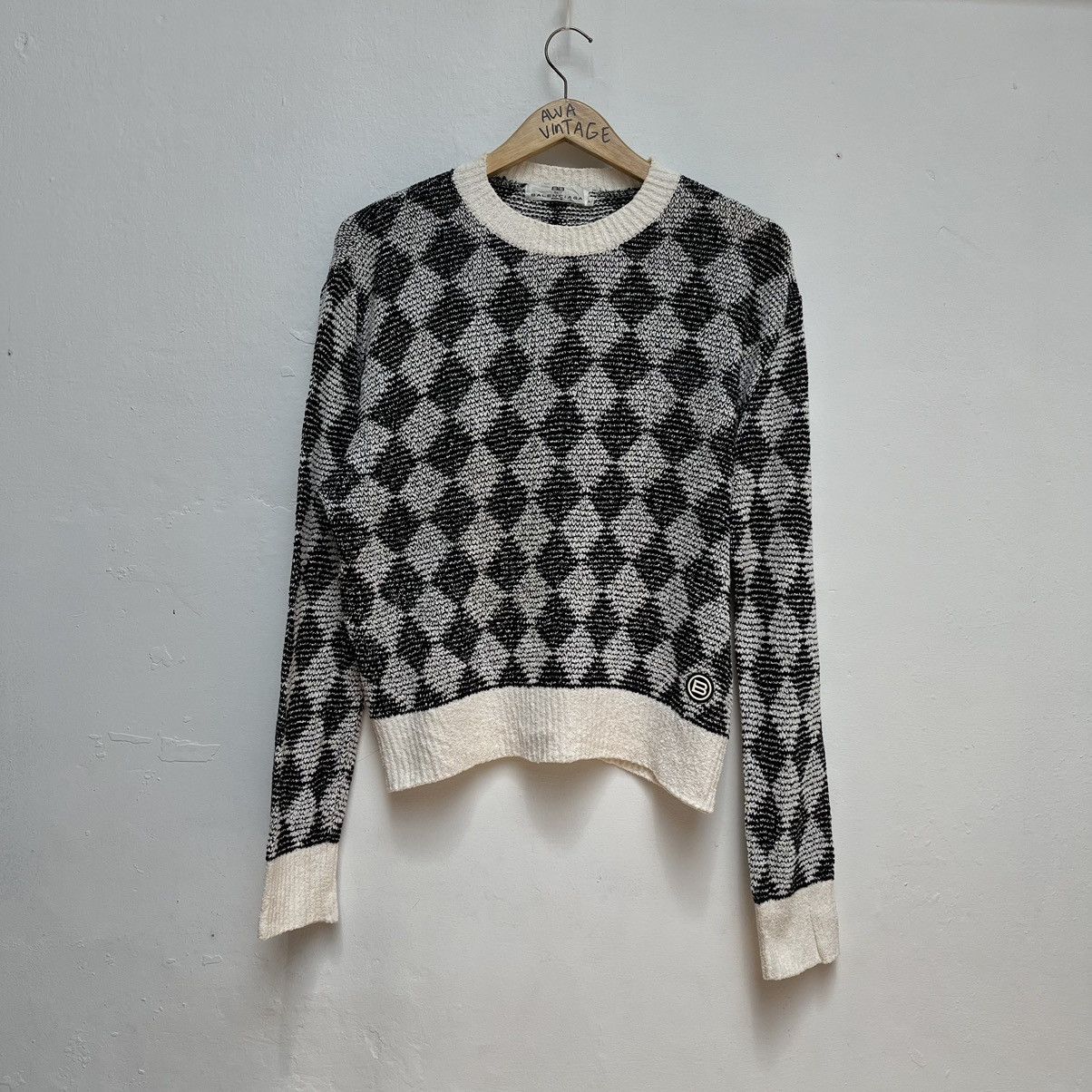 Balenciaga × Vintage Balenciagaa Paris Vintage Knitwear Big Logo Argyle Patern Size L / US 10 / IT 46 - 1 Thumbnail