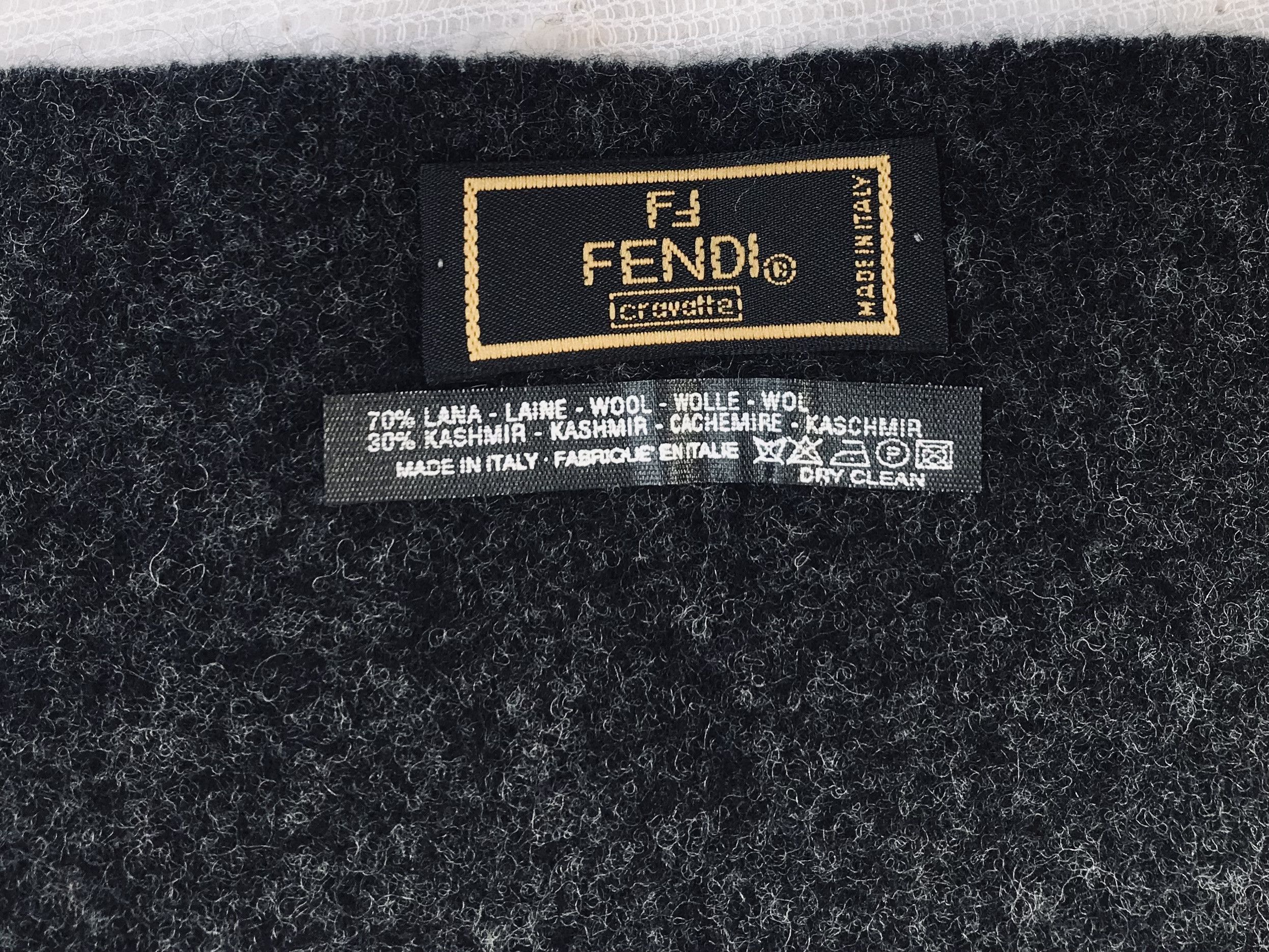 Fendi Fendi Cravatte Scarf Fringe Cashmere Wool Black Unisex Size ONE SIZE - 6 Thumbnail