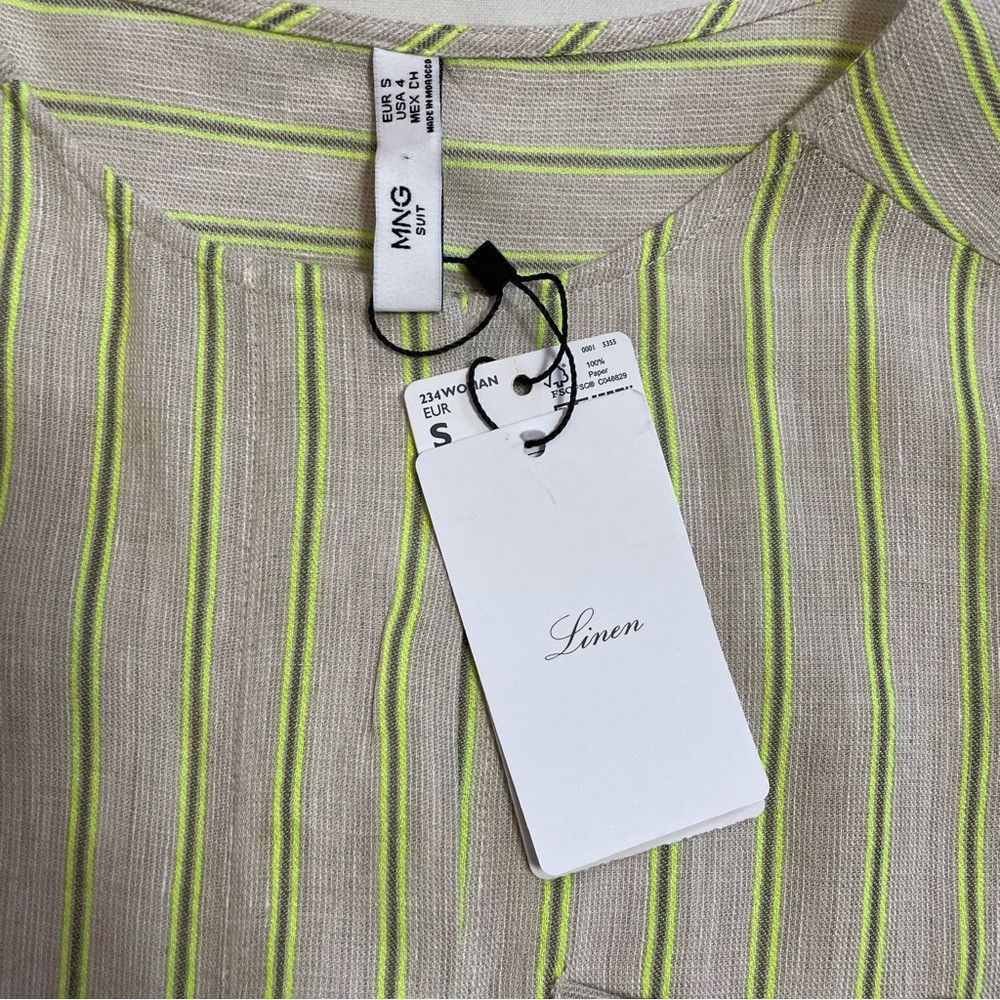 Mango NWT New Mango Striped Linen Blend Blouse Size S Size S / US 4 / IT 40 - 5 Thumbnail