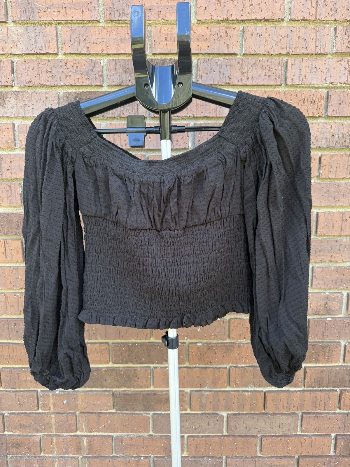Allsaints AllSaints Tia Top Womens Smocked Textured Long Sleeve Shirt Size S / US 4 / IT 40 - 2 Thumbnail
