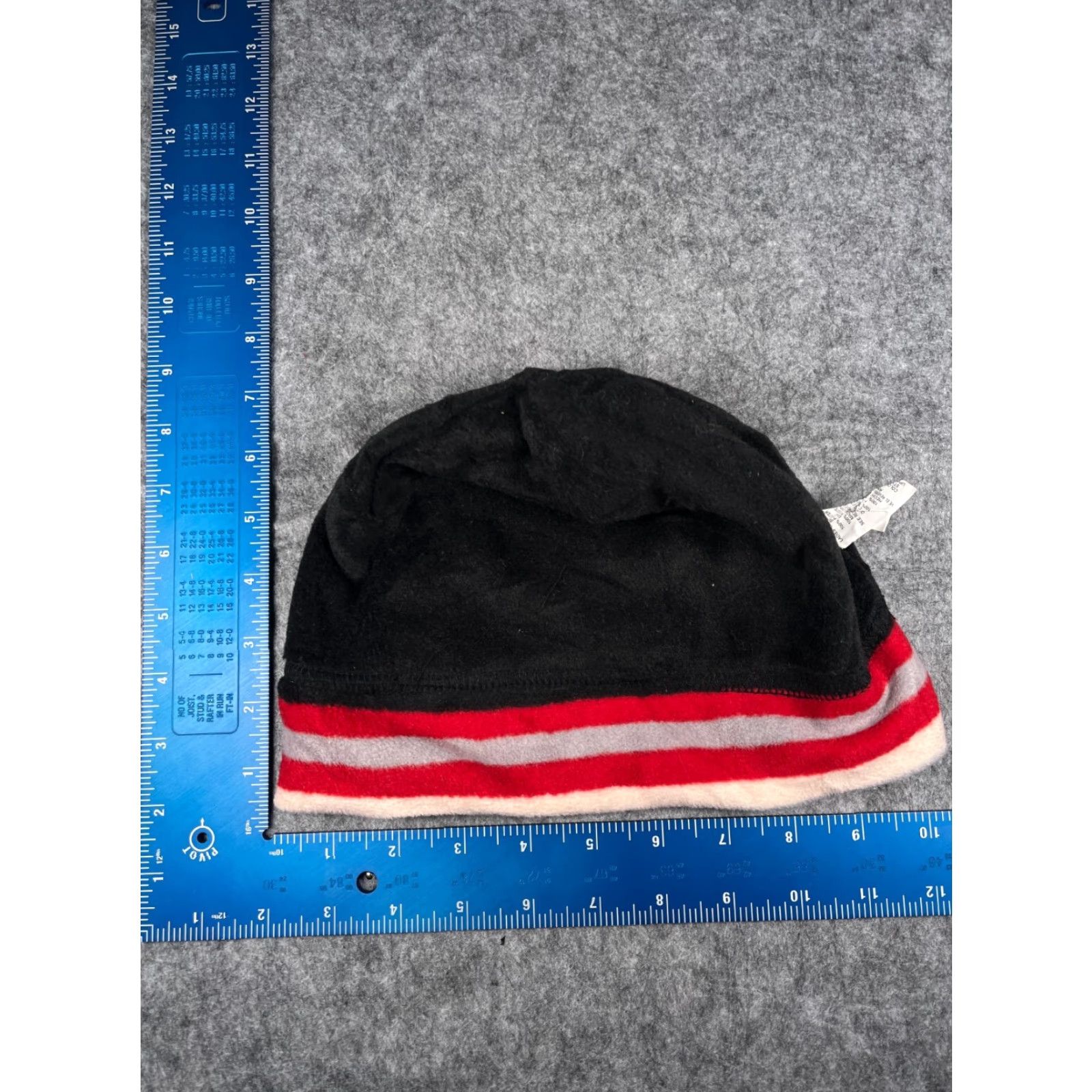 Walmart Walmart Beanie Toque Womens One Size Red Black Gray Stripe Knit Polyester Pom Hat Size ONE SIZE - 5 Thumbnail