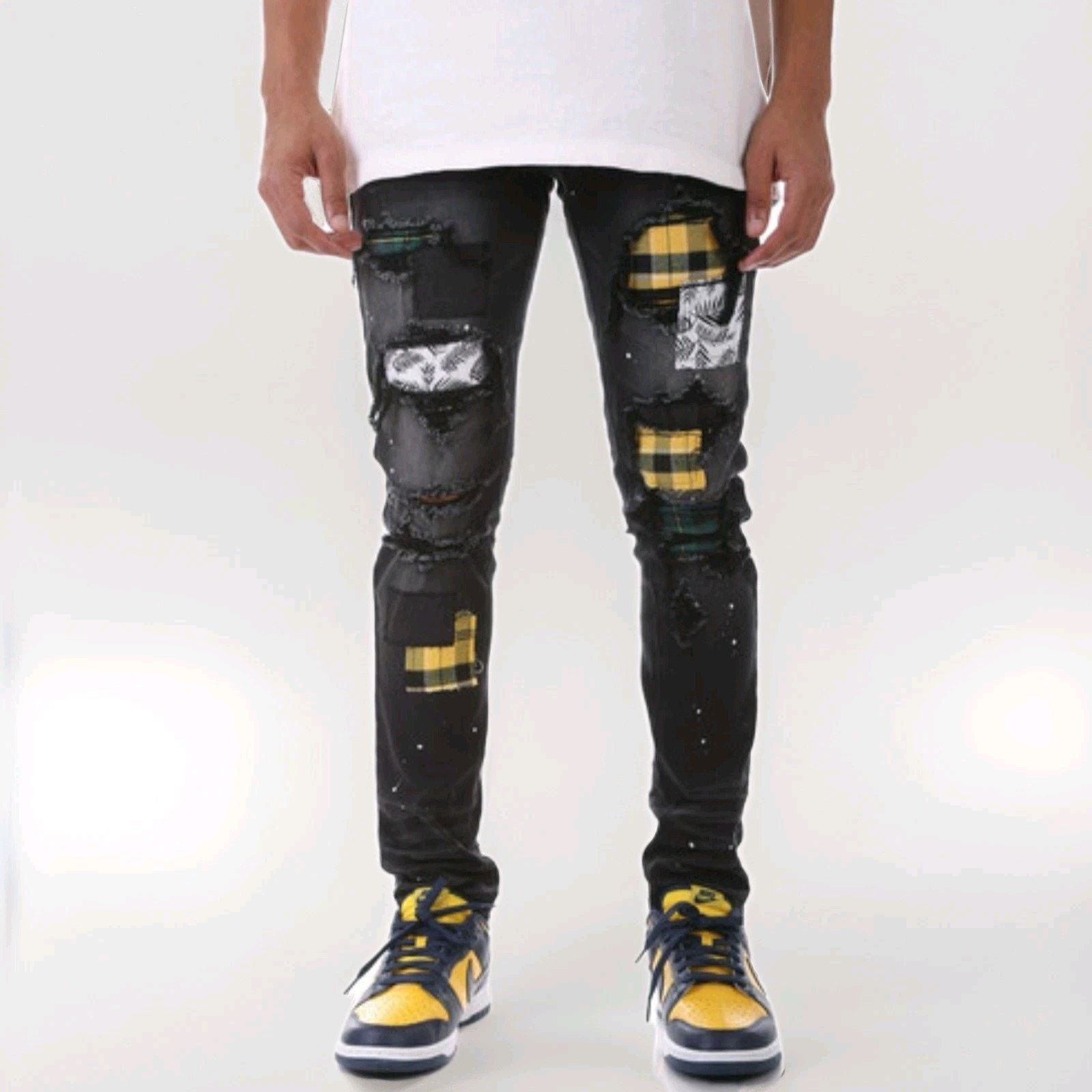 Other KDNK Skinny Jeans 30x30 Destroyed Repair Ripped Stitching Size US 30 / EU 46 - 1 Thumbnail