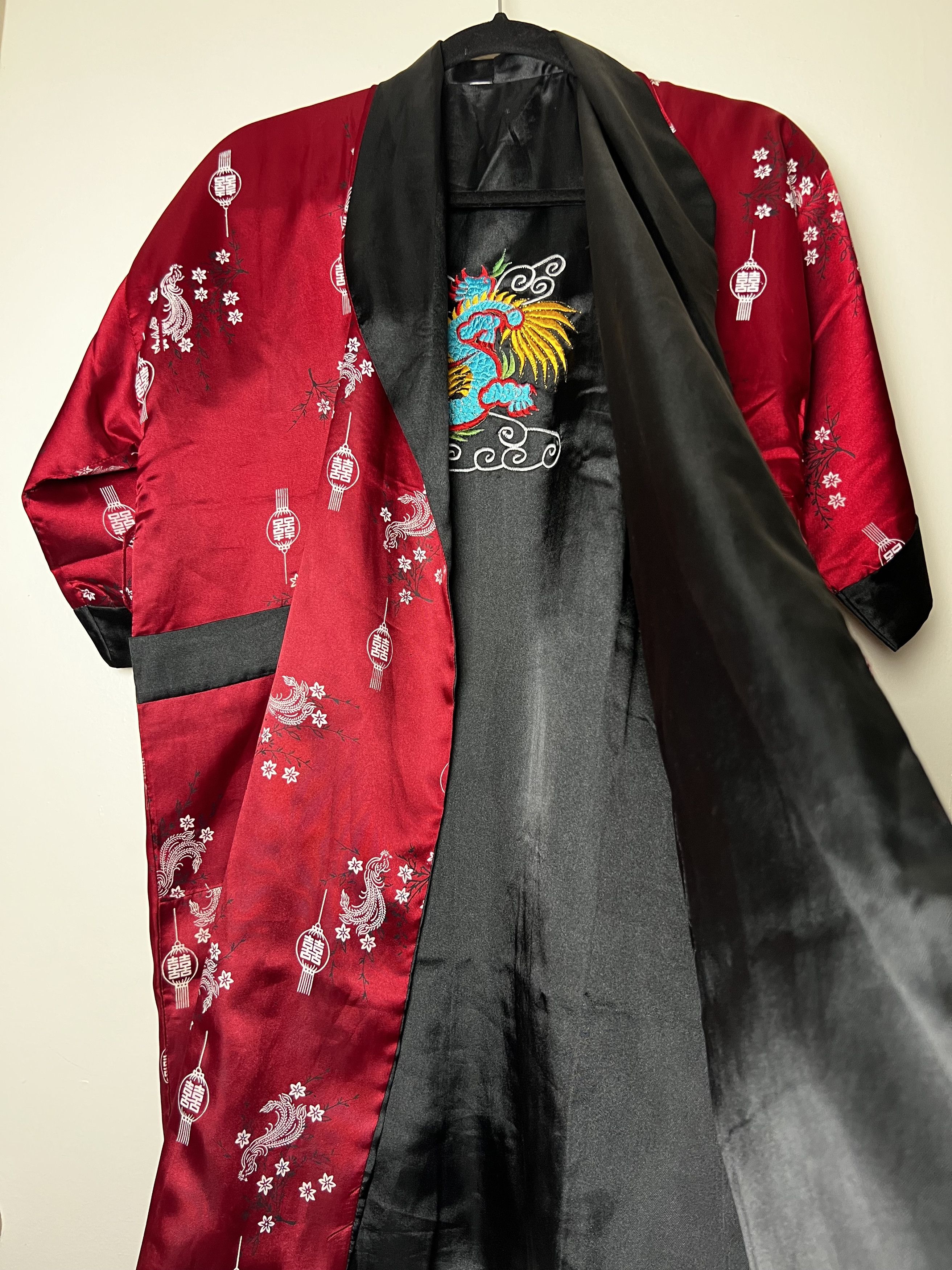 Vintage Vintage Oriental Double Sided Reversible Dragon Kimono Robe Size ONE SIZE - 6 Thumbnail