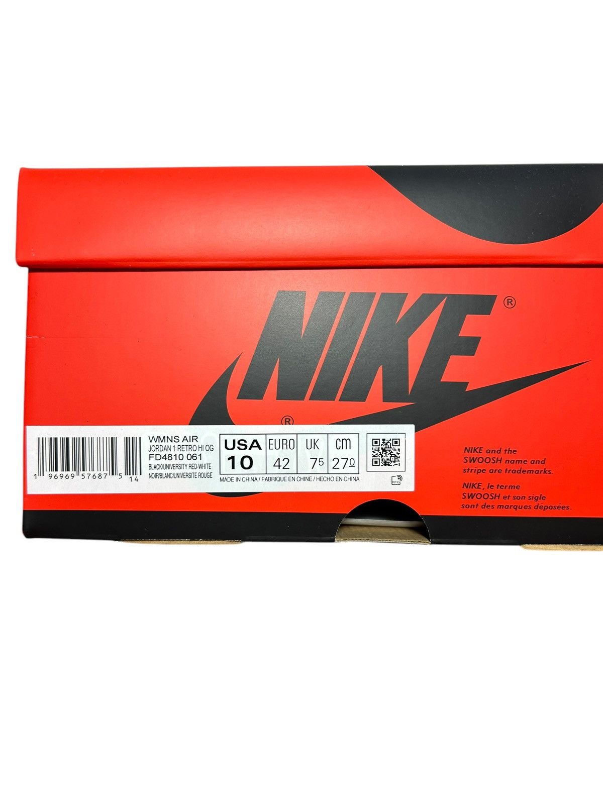 Nike Jordan 1 Retro High OG Satin Bred (W) Size US 10 / IT 40 - 8 Thumbnail