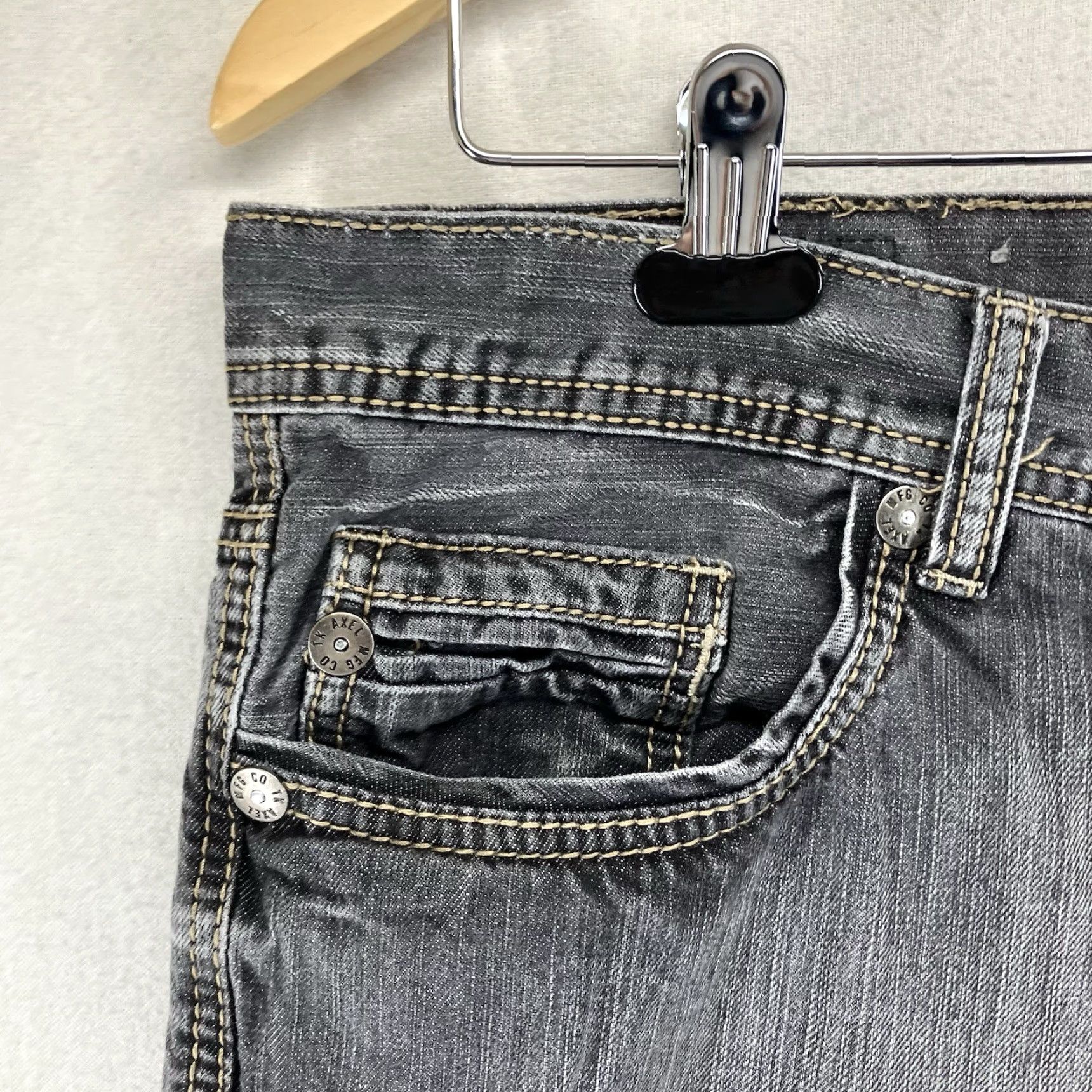 Denime VINTAGE Black Rock Gray Denim Jeans Men Relaxed Straight 34x29 90s Biker Style Size US 34 / EU 50 - 6 Thumbnail