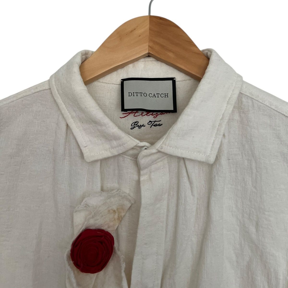 Japanese Brand Ditto catch raw linen patched shirt Size US S / EU 44-46 / 1 - 2 Thumbnail
