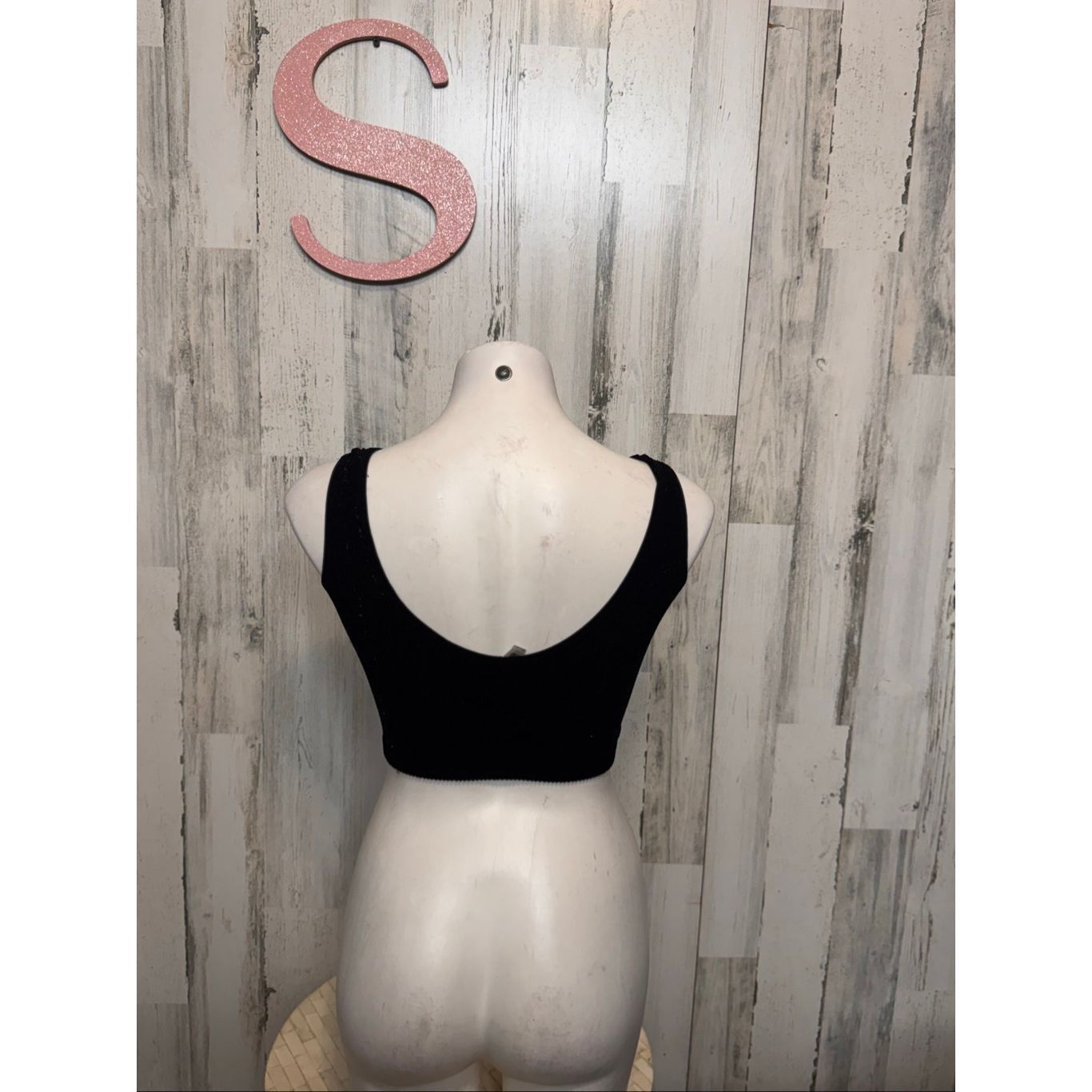 Other Wardrobe Essentials Black Ribbed Cut Out Crop Top S/M Y2K Clubwear Stretch Tank Size S / US 4 / IT 40 - 6 Thumbnail