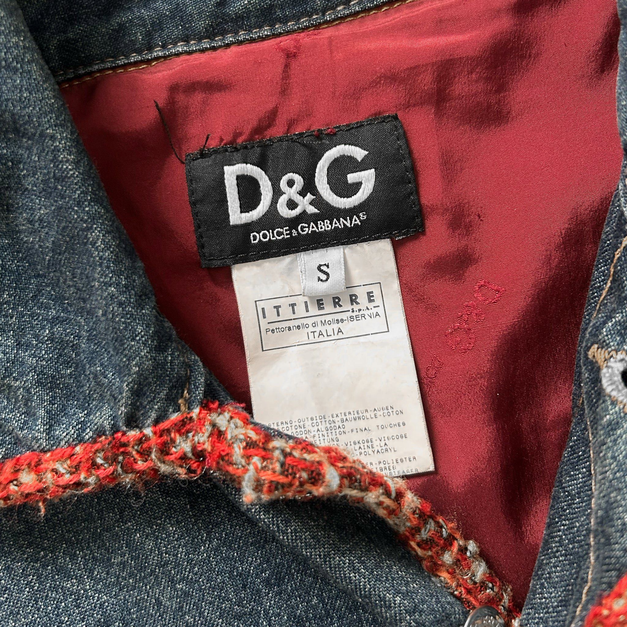 Dolce & Gabbana Dolce & Gabbana Red Tweed Denim Jacket Size US S / EU 44-46 / 1 - 3 Thumbnail