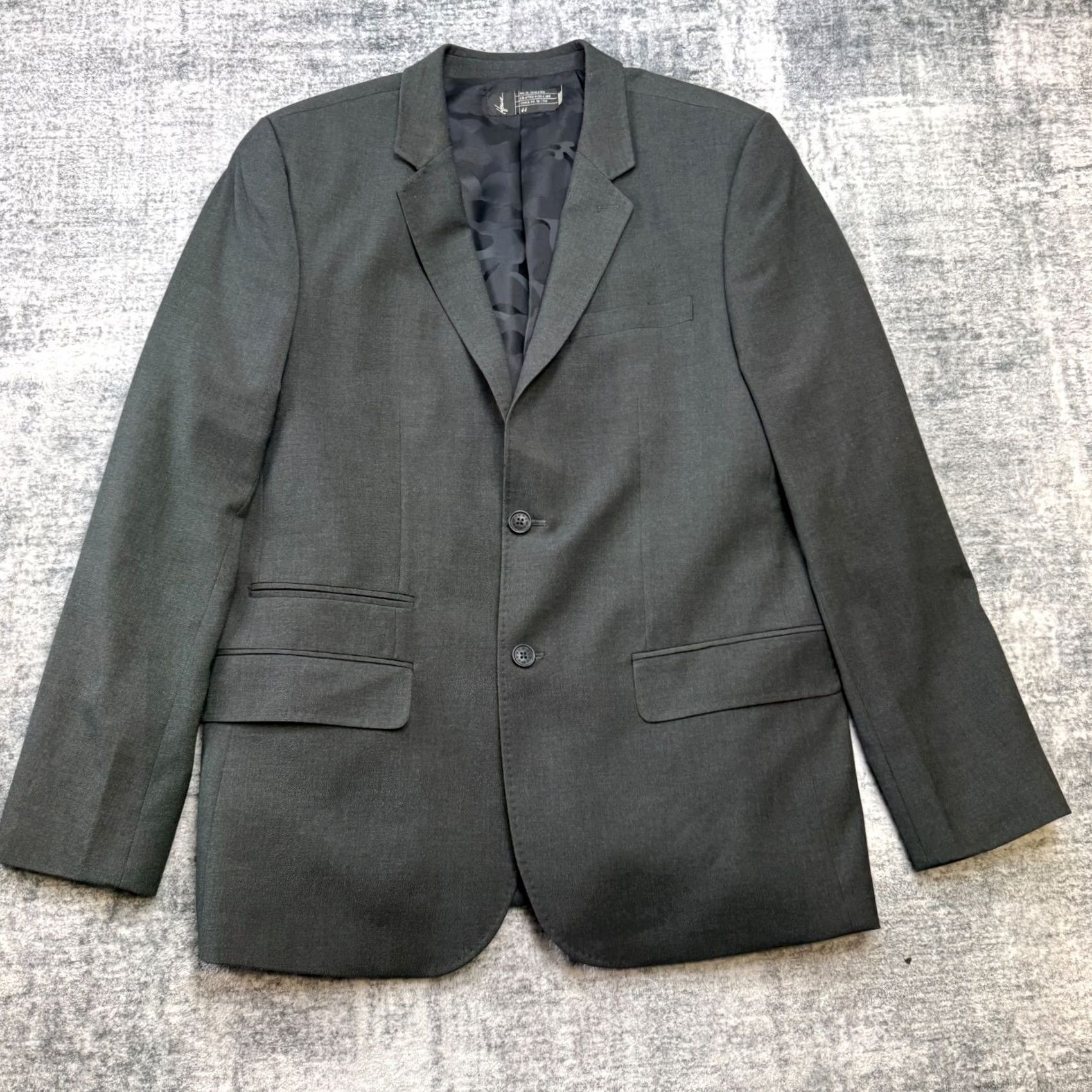 Vintage House of Howe Blazer Jacket 44 Gray Stretch Camo Lined Gentleman Smart Punk Mens Size 44R - 2 Thumbnail