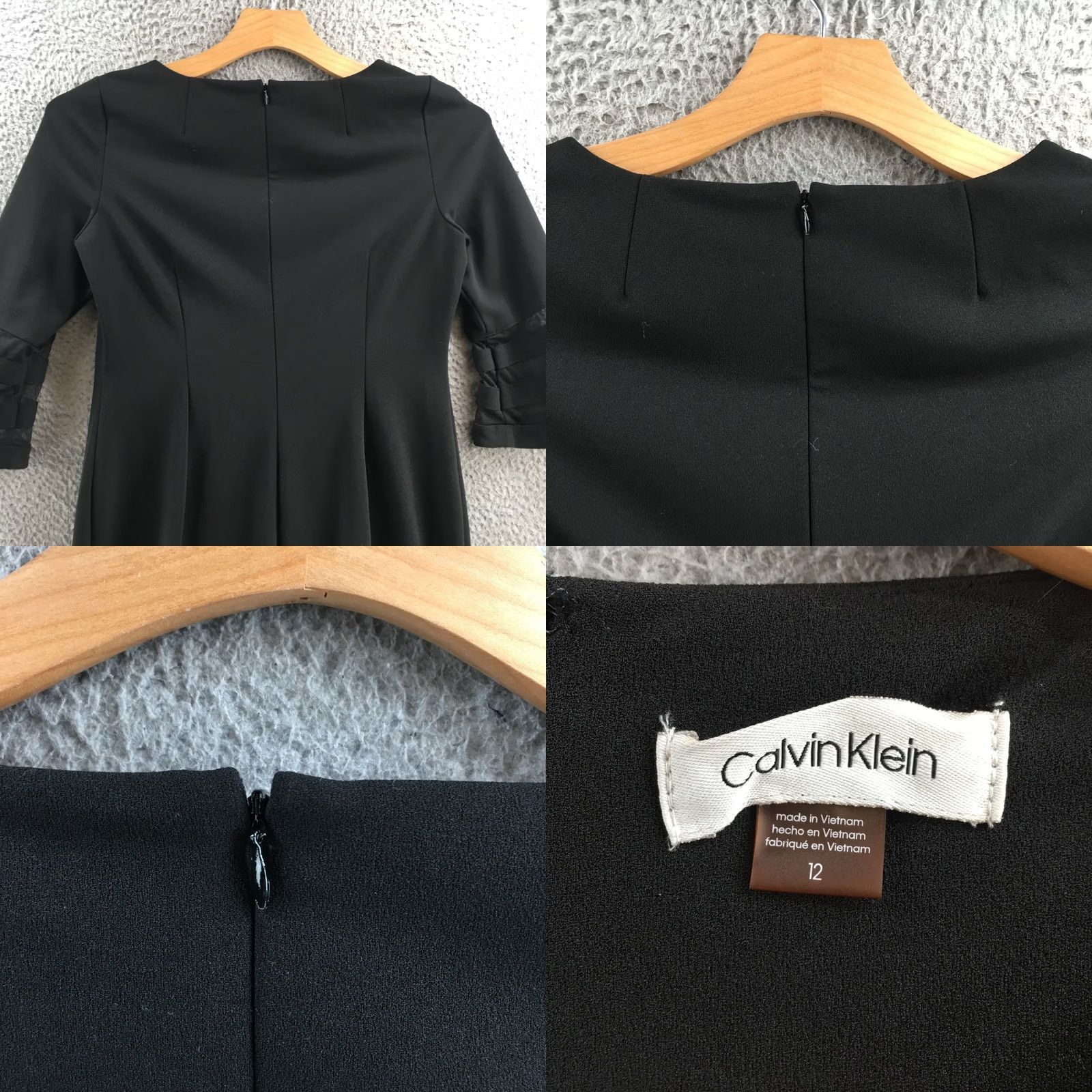 Calvin Klein Calvin Klein Pencil Dress Womens 12 Black Bell Sleeve Casual Lace Back Zipper Dress Size XL / US 12-14 / IT 48-50 - 8 Thumbnail