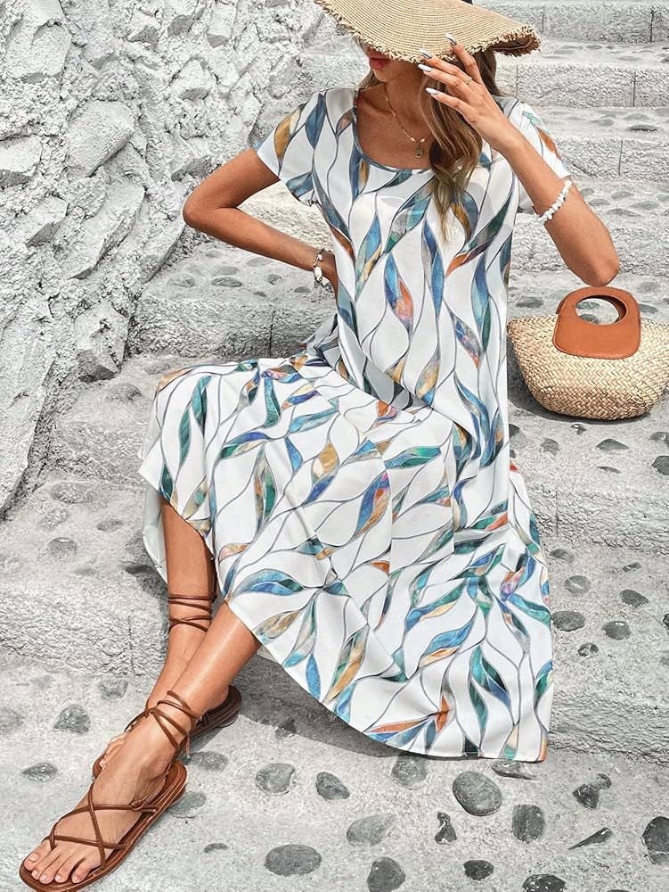 Other NWT Noracora womens short sleeve printed jersey maxi dress Size M / US 6-8 / IT 42-44 - 1 Thumbnail