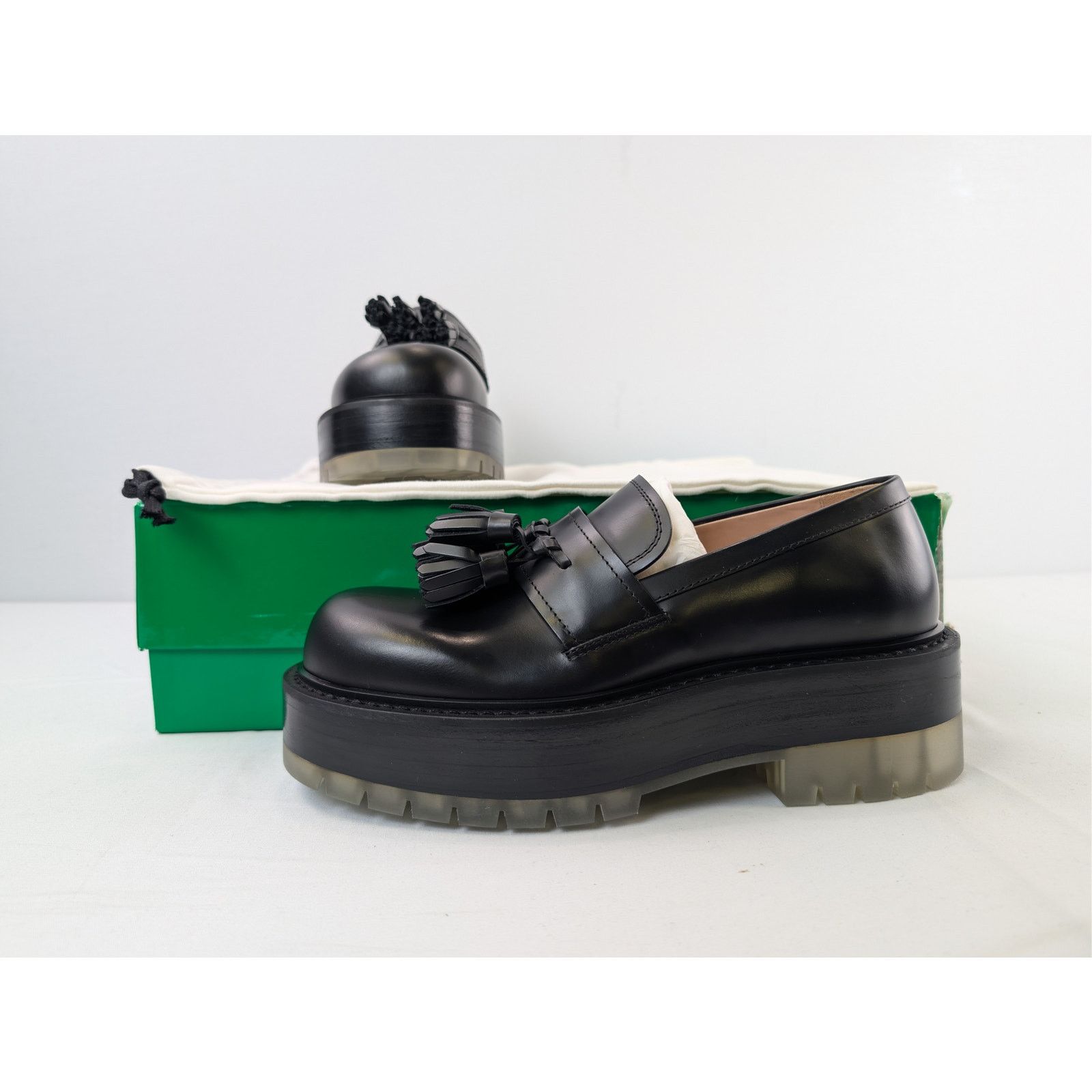Bottega Veneta o1rshd1 Stilt Tasselled Platform Leather Loafers Boots Black Size US 6.5 / EU 39-40 - 19 Thumbnail