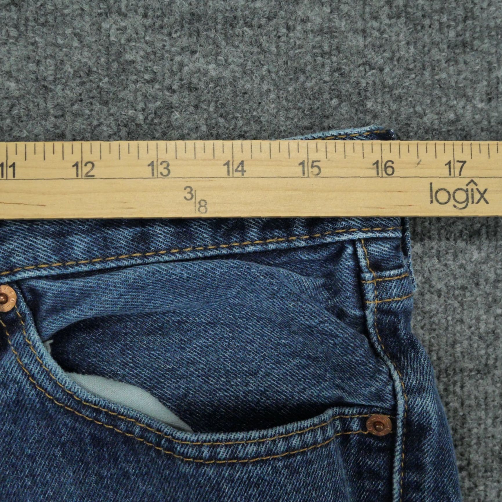 Levi's Levi's 505 Jeans Mens 32x30 Blue Denim Regular Fit Straight Leg Pants Size US 32 / EU 48 - 7 Thumbnail