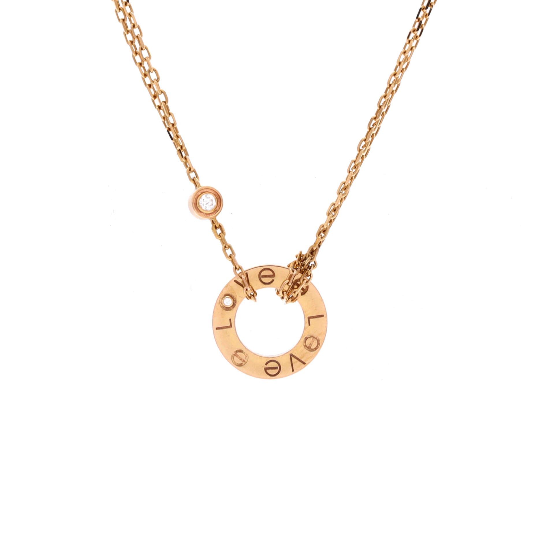 Cartier 2 Diamonds Love Pendant Necklace Size ONE SIZE - 1 Thumbnail