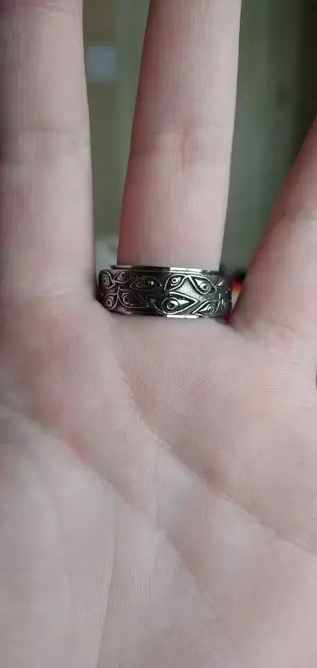 Other Silver Color The Eyes Engraved Ring (Size 7-13) Size ONE SIZE - 2 Thumbnail