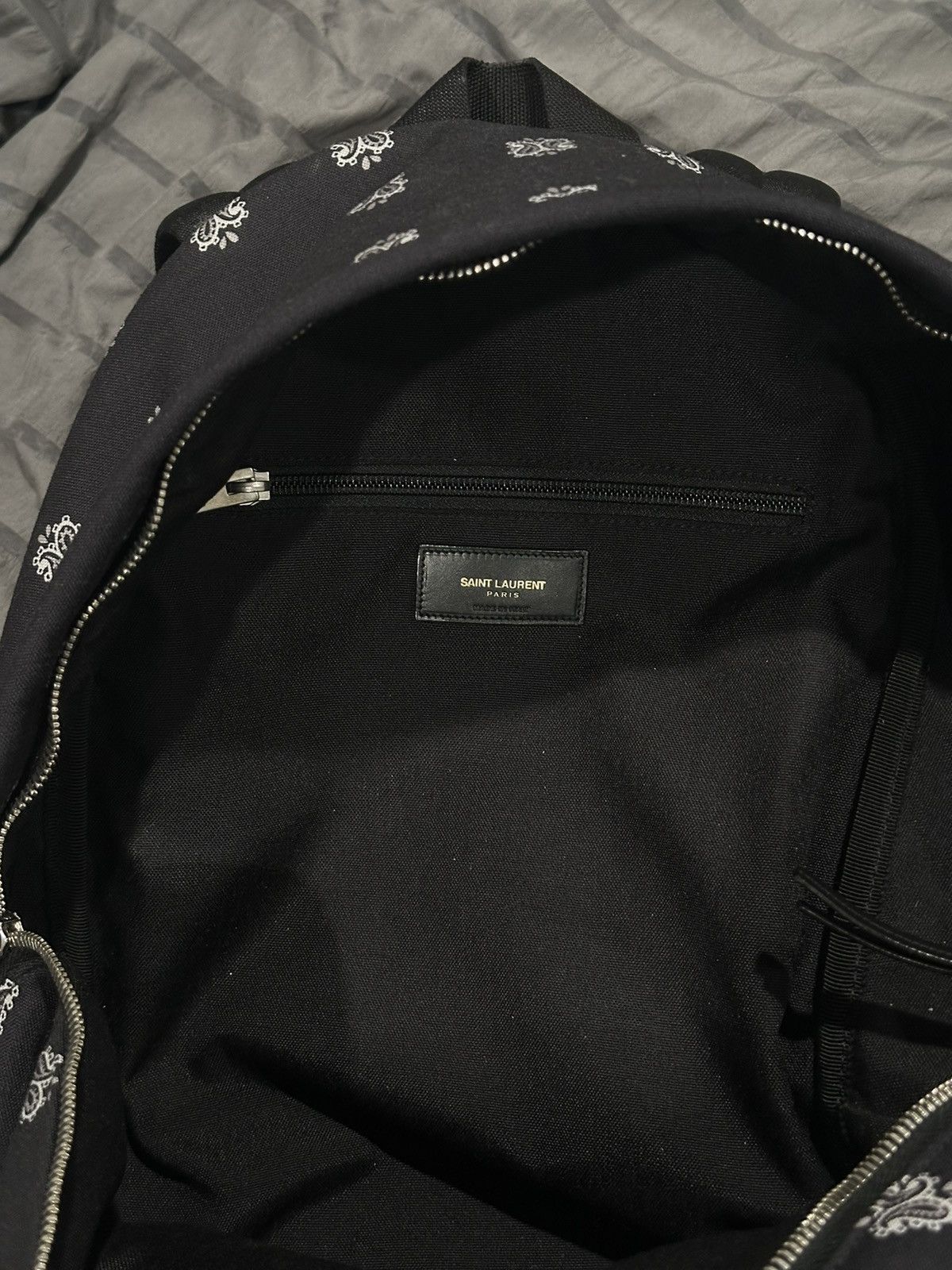 Hedi Slimane × Saint Laurent Paris SS14 Black Paisley Bandana City Backpack Size ONE SIZE - 5 Thumbnail