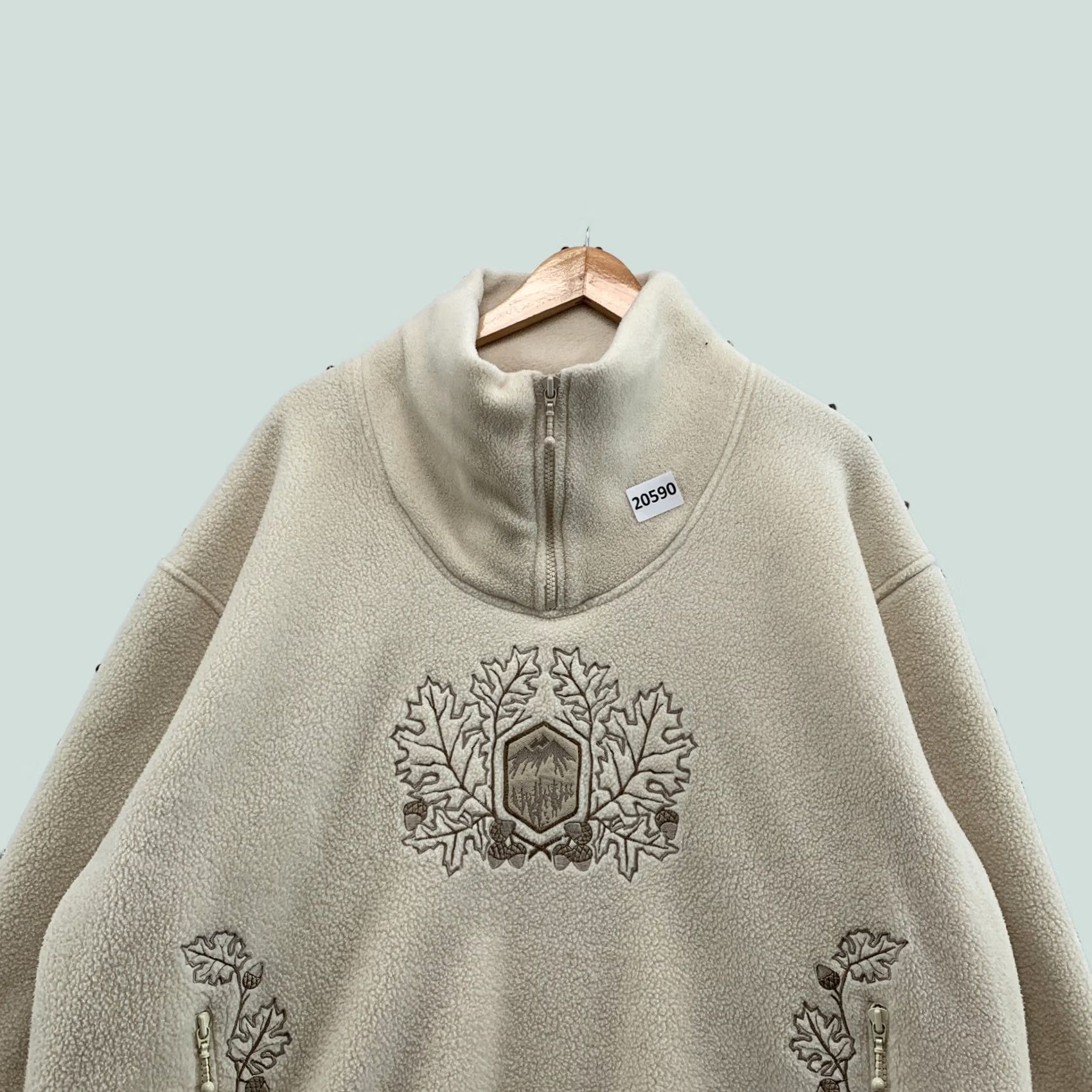 Vintage Sno Skins Fleece Shawl Neck Sweatshirt 1/4 Zip Pullover Women Large 27x29 LEAVES Size L / US 10 / IT 46 - 1 Thumbnail