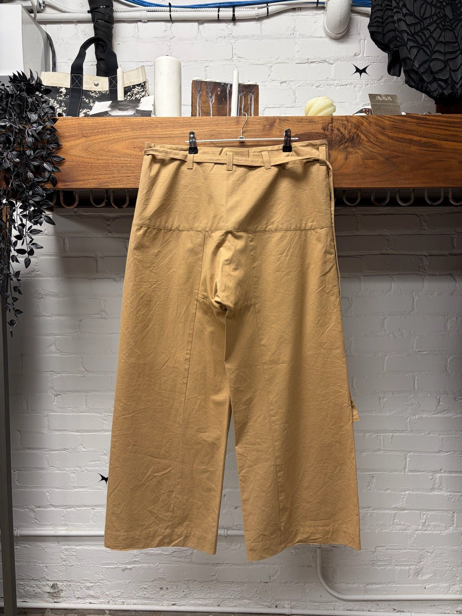 Acne Studios Acne Studios Cotton/Twill Wide Leg Belted Brown Pants Size US 30 / EU 46 - 3 Thumbnail