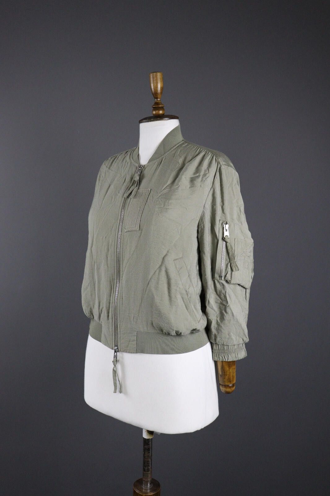Allsaints AllSaints Gray Designed Tyne Angie Bomber Jacket Size S Size S / US 4 / IT 40 - 1 Thumbnail