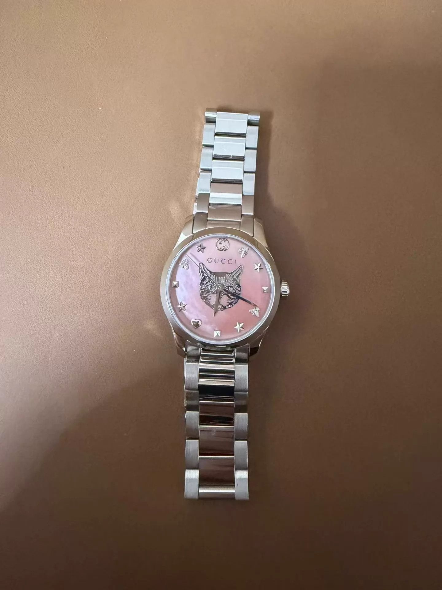 Gucci GUCCI G-Timeless Pink Fortune Cat Qtz W SS Strap Size ONE SIZE - 1 Thumbnail