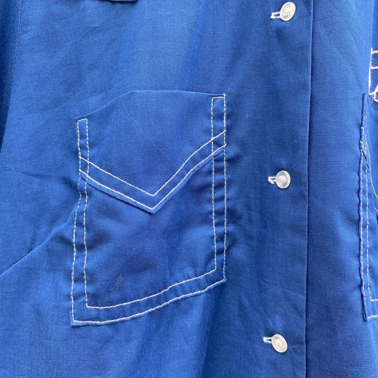 Vintage Hilton Blue Western Bowling Shirt Size S / US 4 / IT 40 - 20 Thumbnail