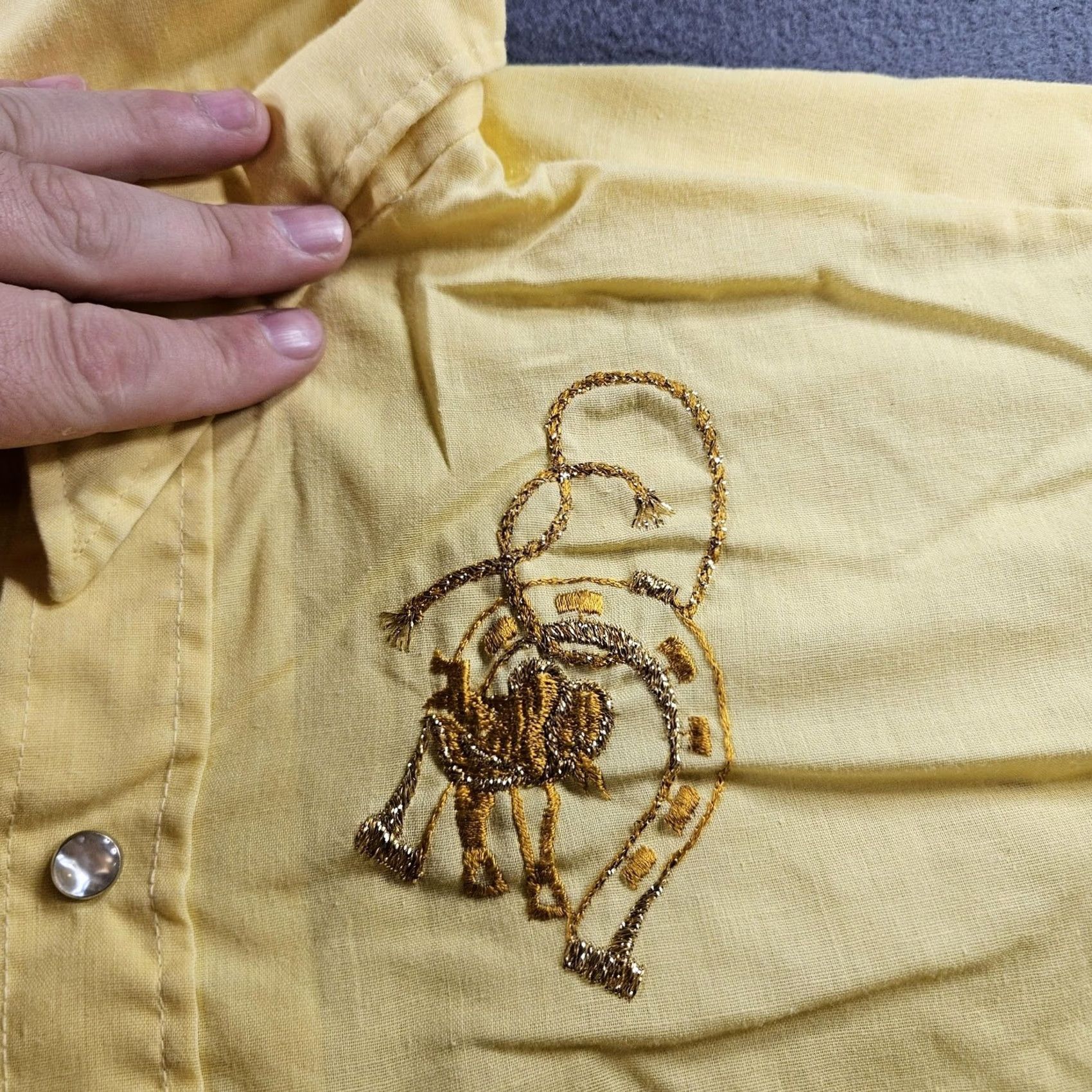 Vintage VINTAGE Western Pearl Snap Shirt Mens Large Yellow Embroidered Horse 60s Kmart Button-Up Cowboys Cowboy Rodeo Horse Size US L / EU 52-54 / 3 - 5 Thumbnail